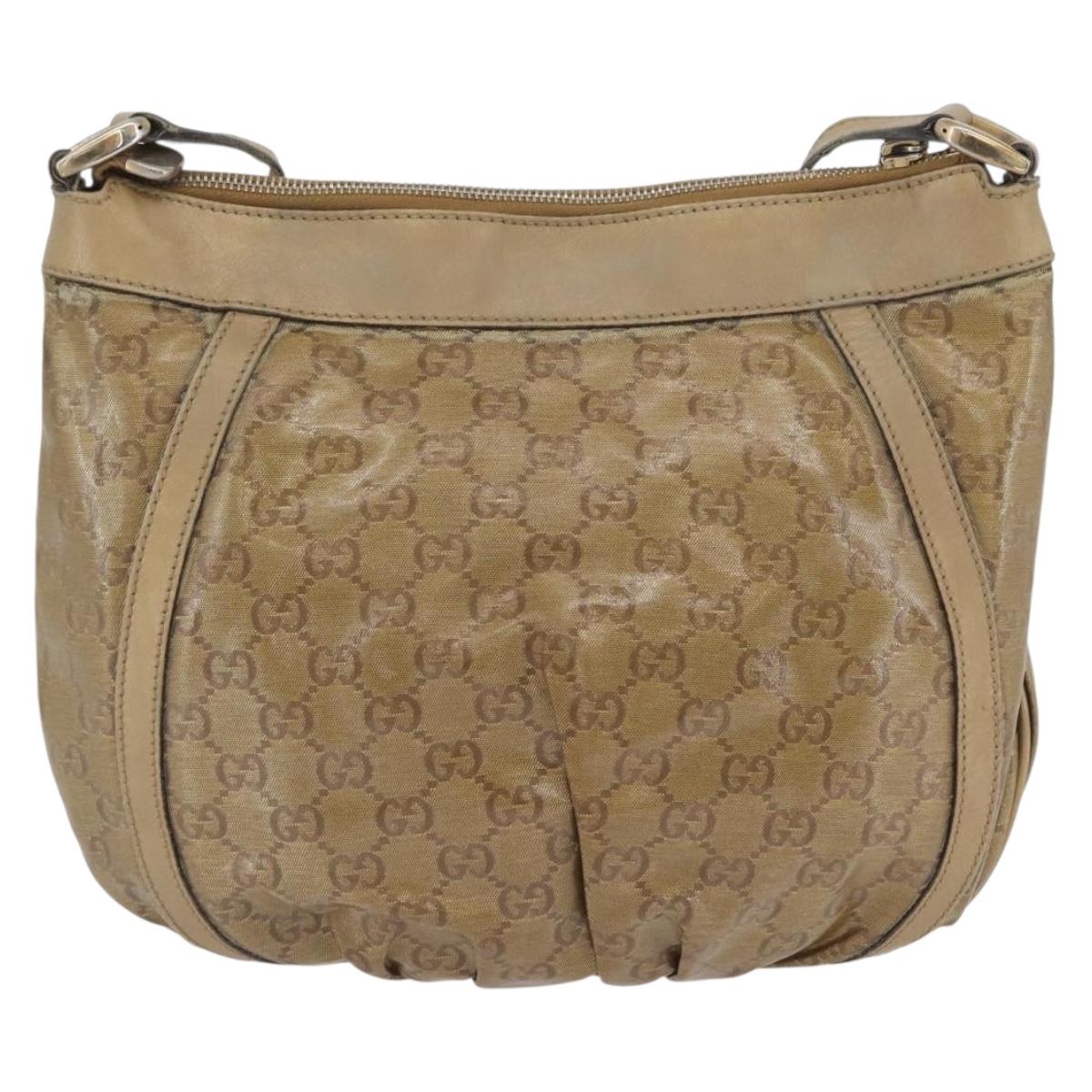 GUCCI GG Crystal Shoulder Bag Beige Gold 203257 Auth LNZ124