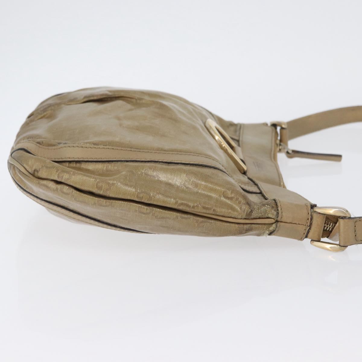 GUCCI GG Crystal Shoulder Bag Beige Gold 203257 Auth LNZ124