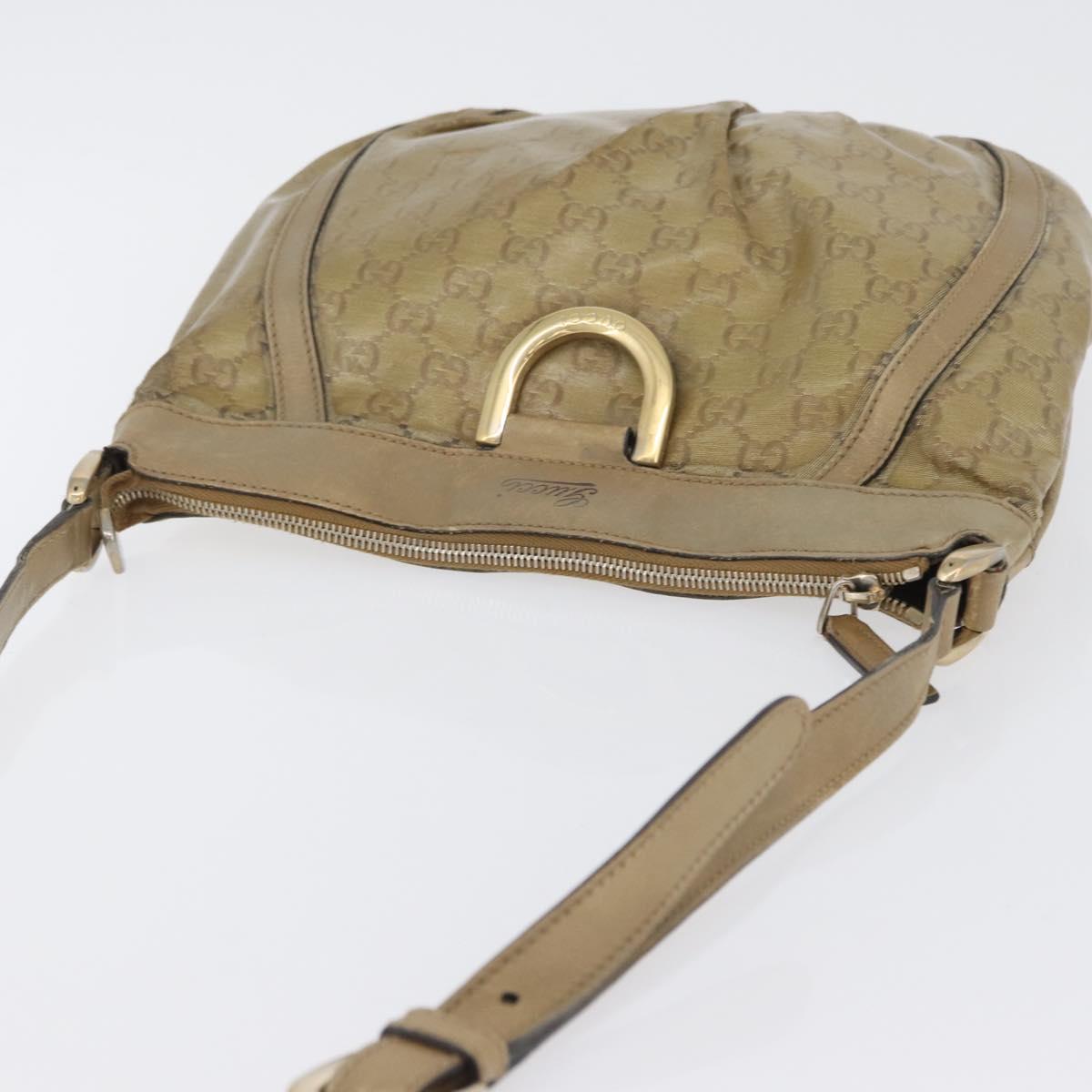 GUCCI GG Crystal Shoulder Bag Beige Gold 203257 Auth LNZ124