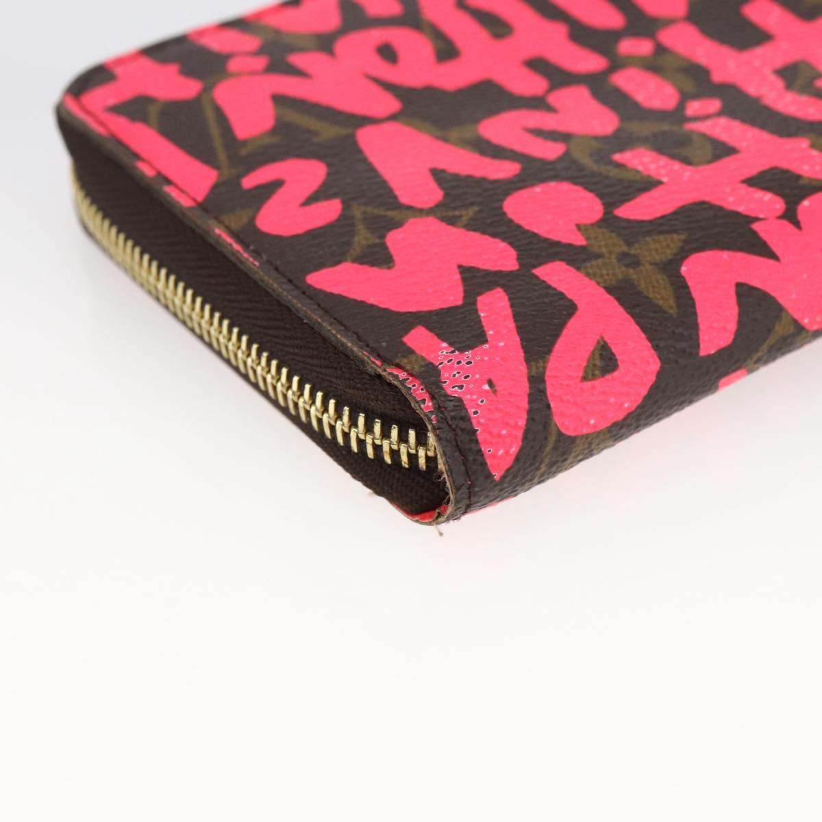 LOUIS VUITTON Monogram Graffiti Zippy Wallet Wallet Pink M93710 Auth LNZ129V
