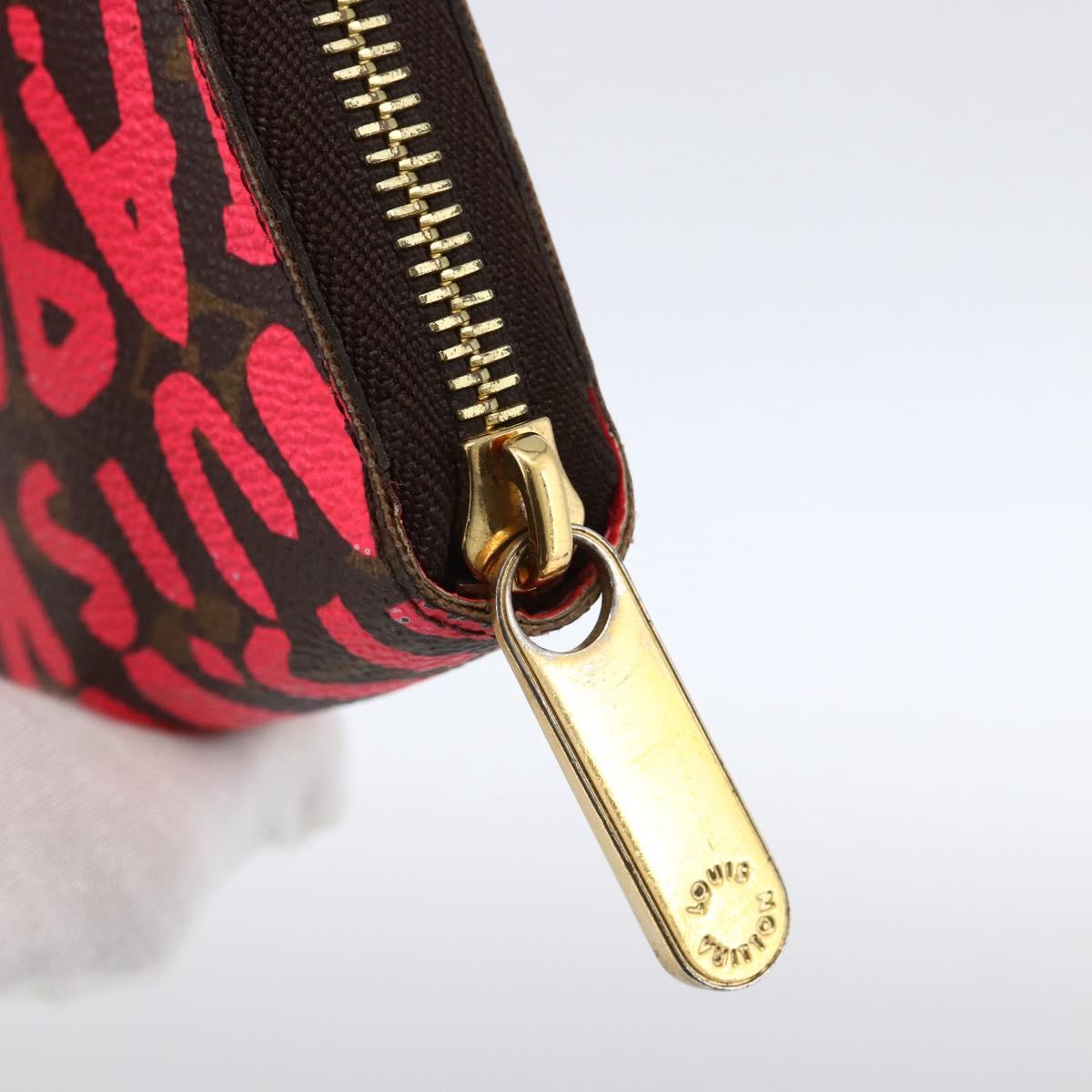 LOUIS VUITTON Monogram Graffiti Zippy Wallet Wallet Pink M93710 Auth LNZ129V