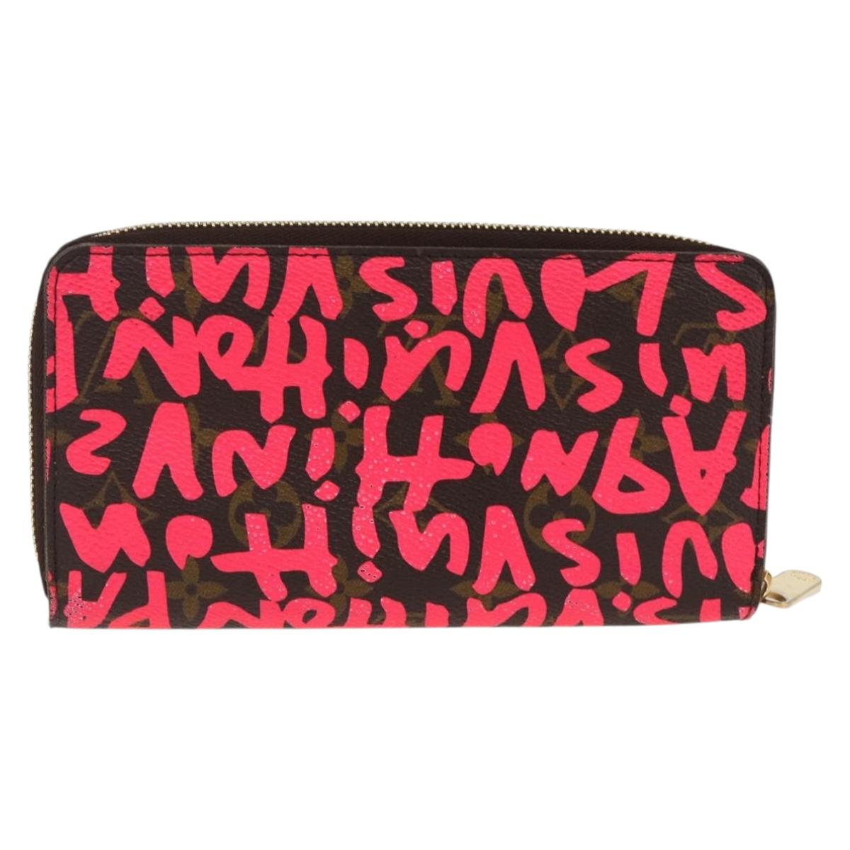 LOUIS VUITTON Monogram Graffiti Zippy Wallet Wallet Pink M93710 Auth LNZ129V