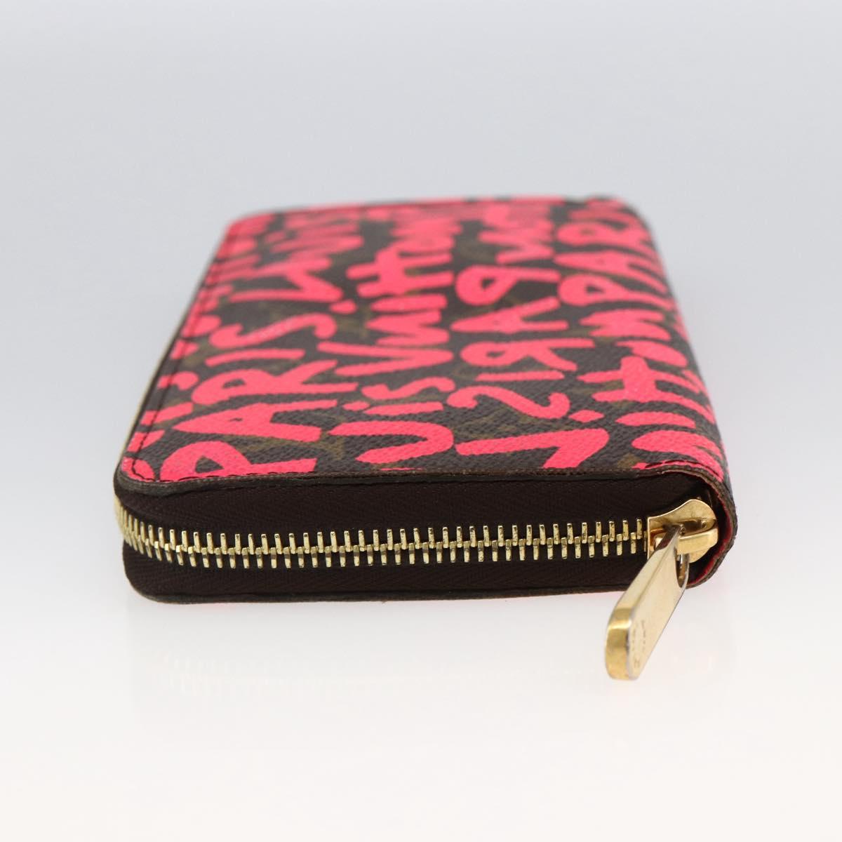 LOUIS VUITTON Monogram Graffiti Zippy Wallet Wallet Pink M93710 Auth LNZ129V