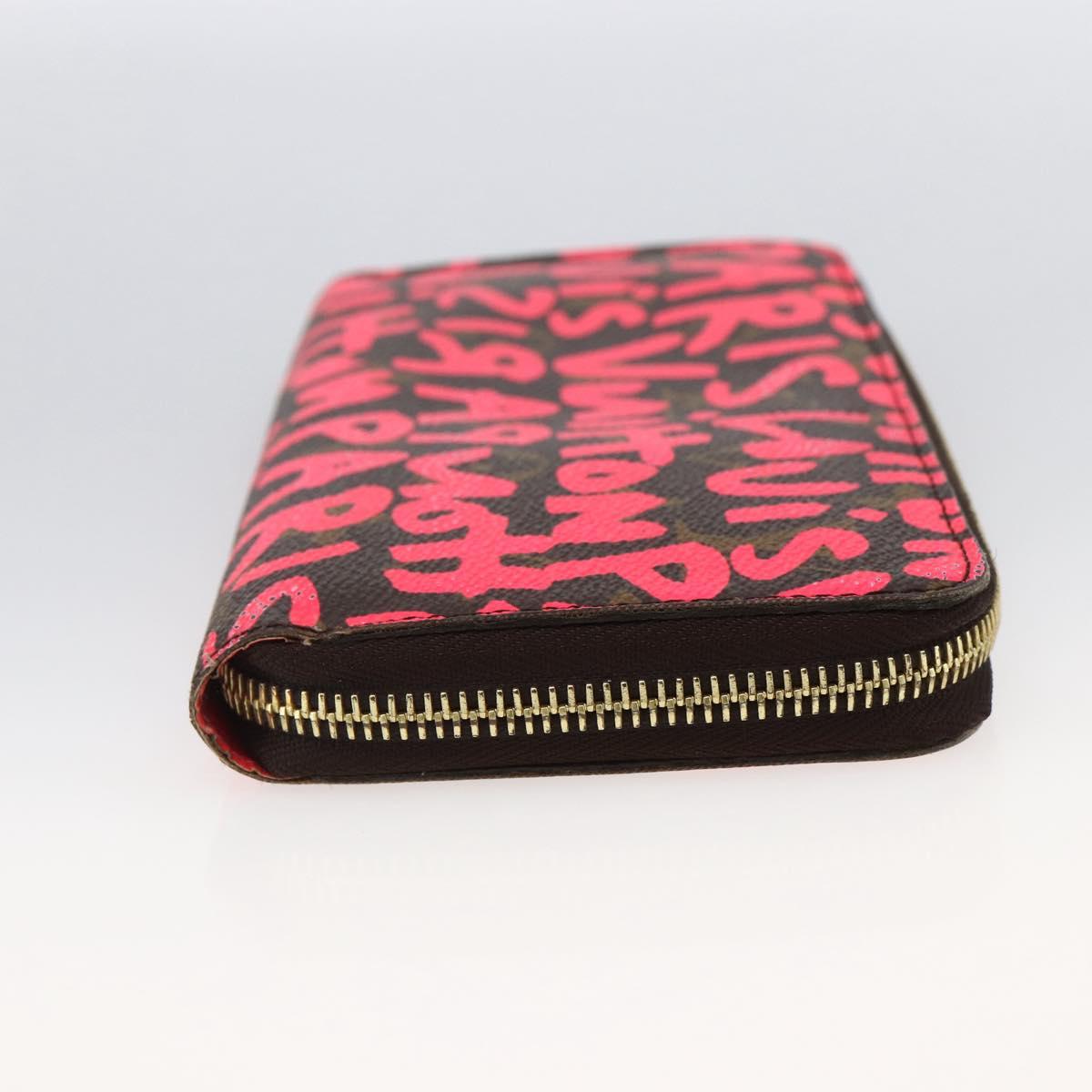 LOUIS VUITTON Monogram Graffiti Zippy Wallet Wallet Pink M93710 Auth LNZ129V