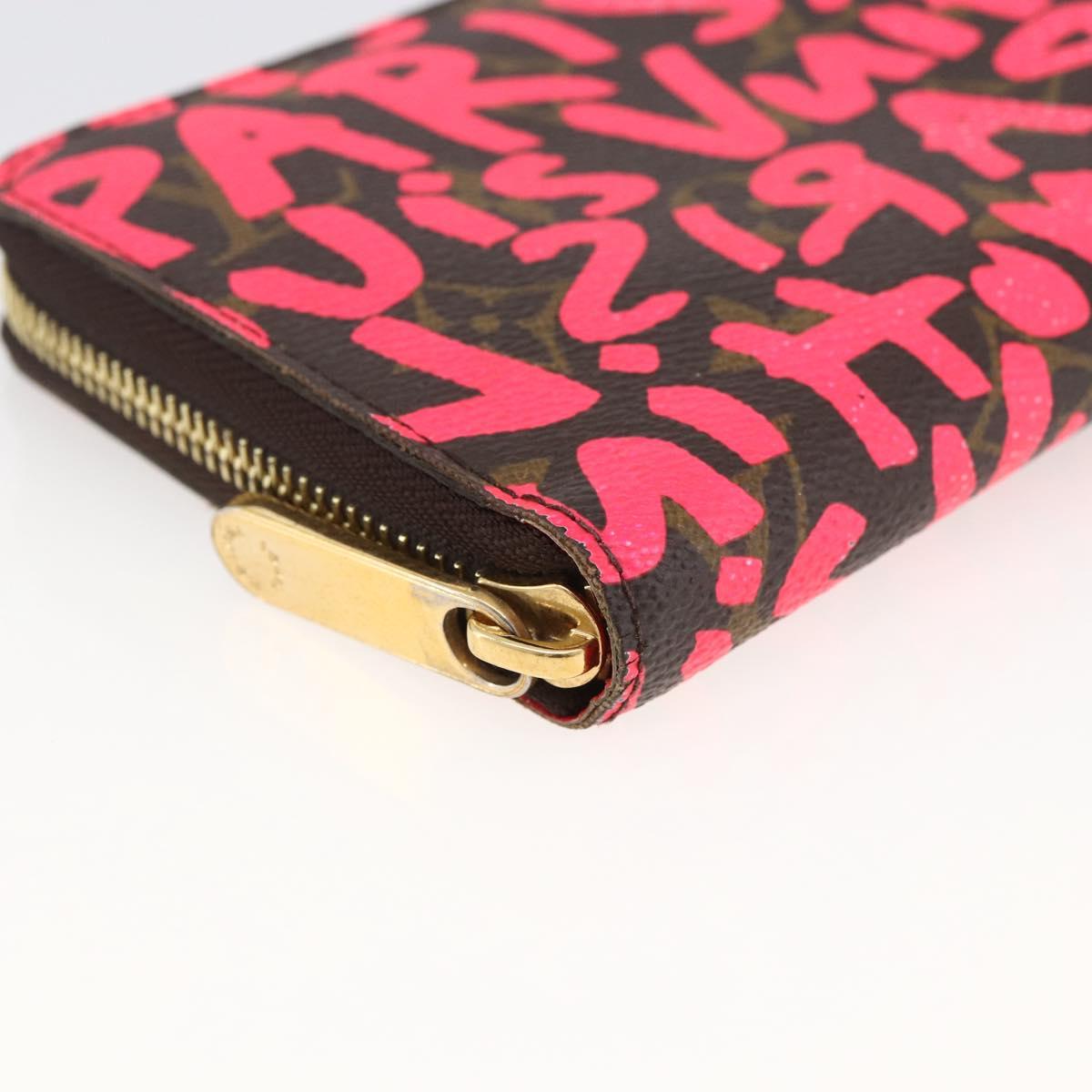 LOUIS VUITTON Monogram Graffiti Zippy Wallet Wallet Pink M93710 Auth LNZ129V