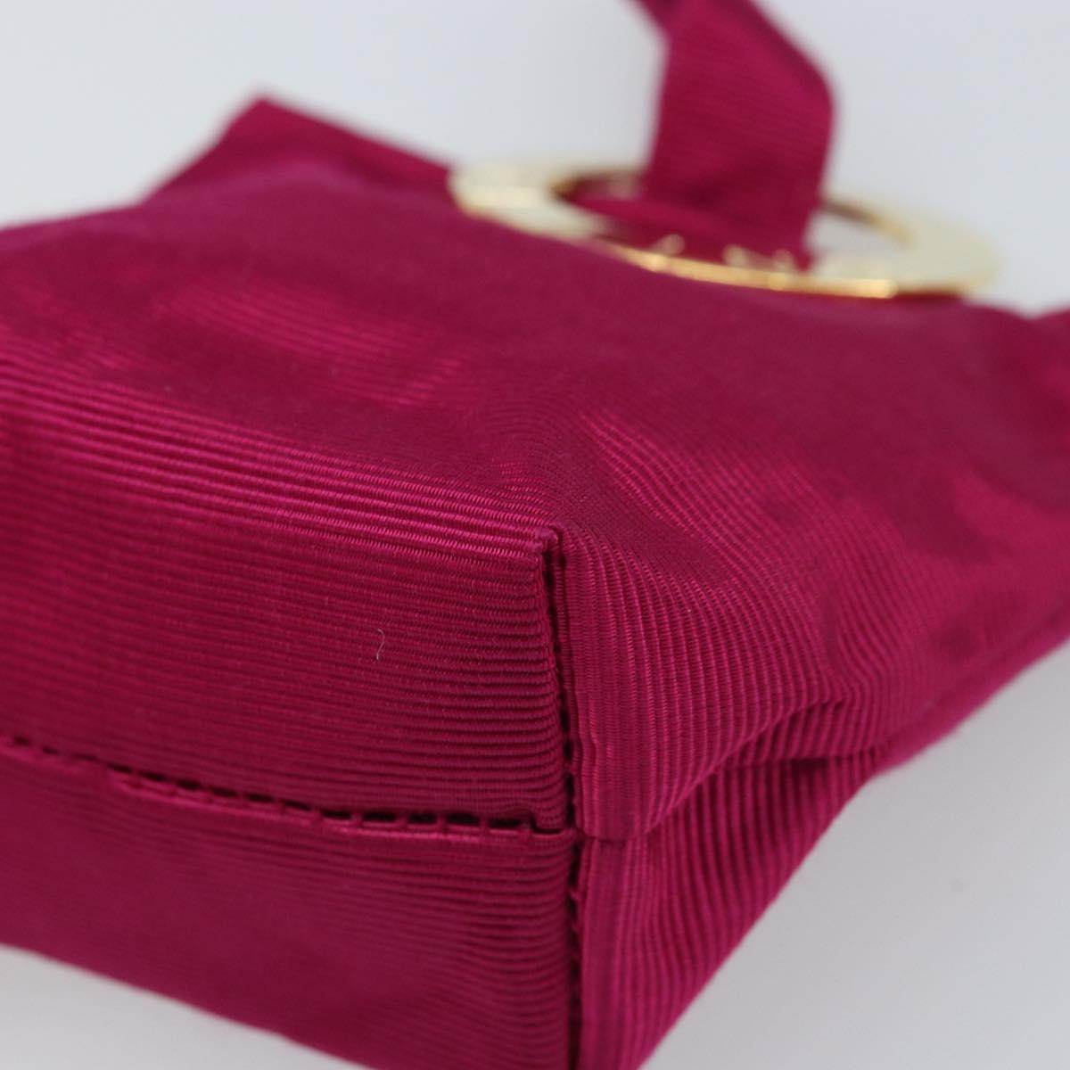 CELINE Circle Pouch Canvas Pink Gold Auth LNZ130