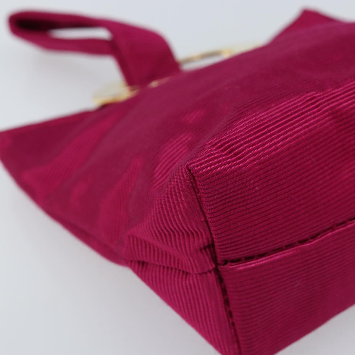 CELINE Circle Pouch Canvas Pink Gold Auth LNZ130