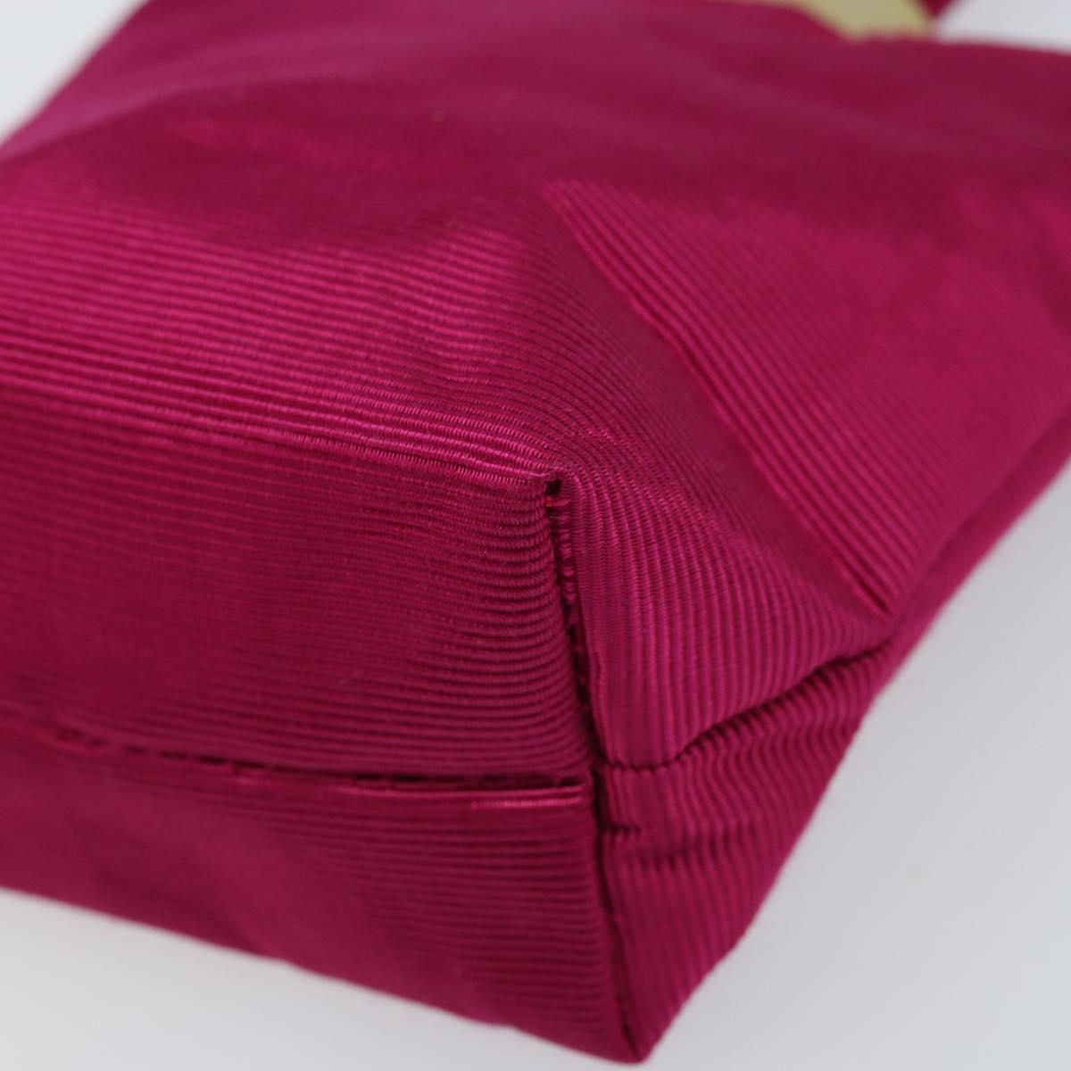 CELINE Circle Pouch Canvas Pink Gold Auth LNZ130