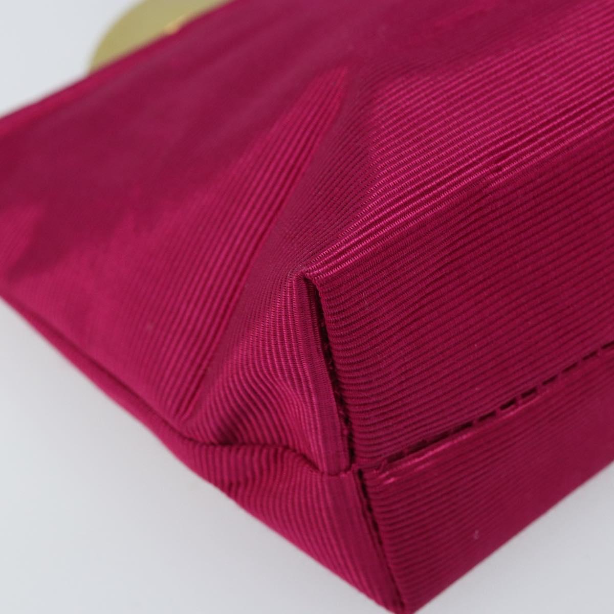 CELINE Circle Pouch Canvas Pink Gold Auth LNZ130