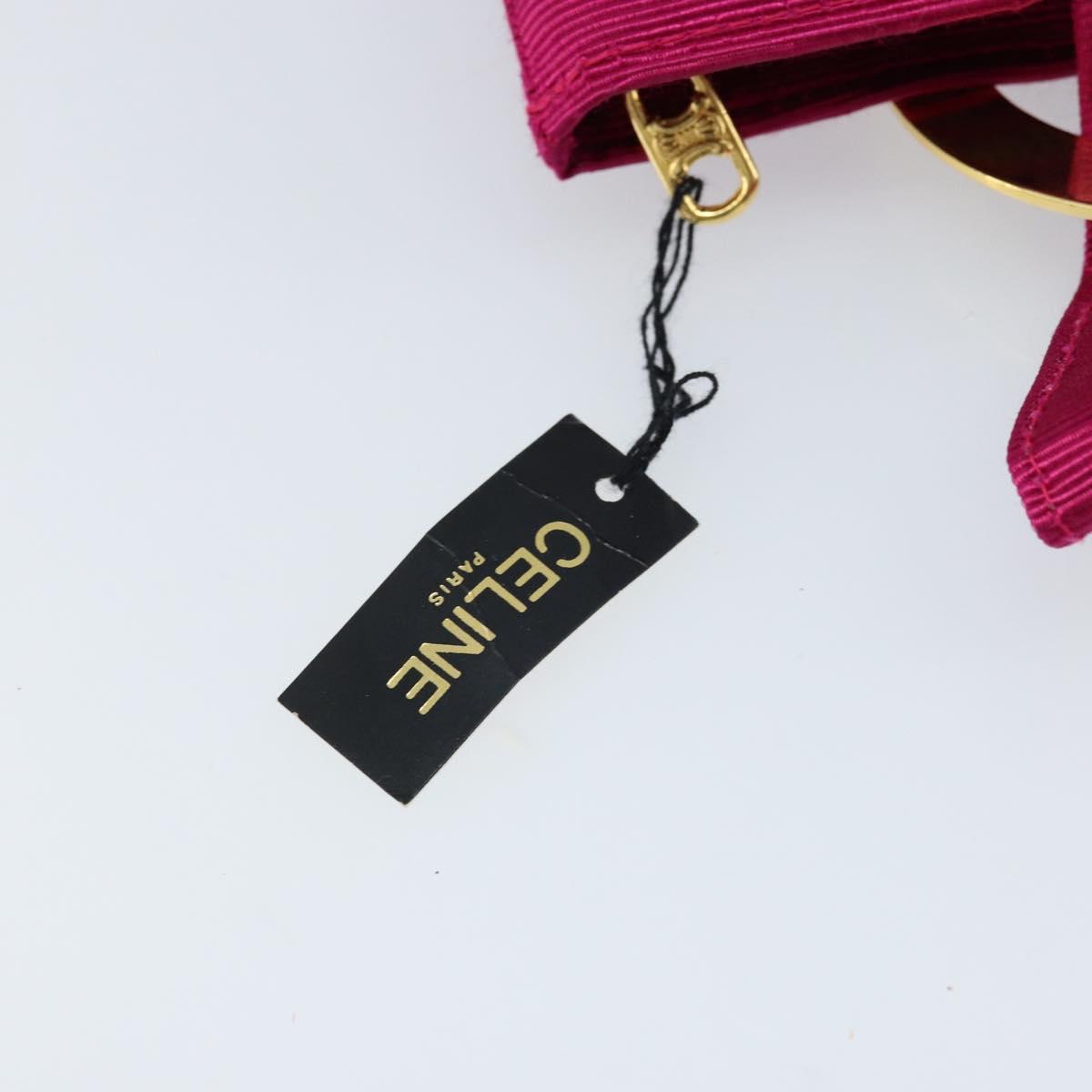 CELINE Circle Pouch Canvas Pink Gold Auth LNZ130