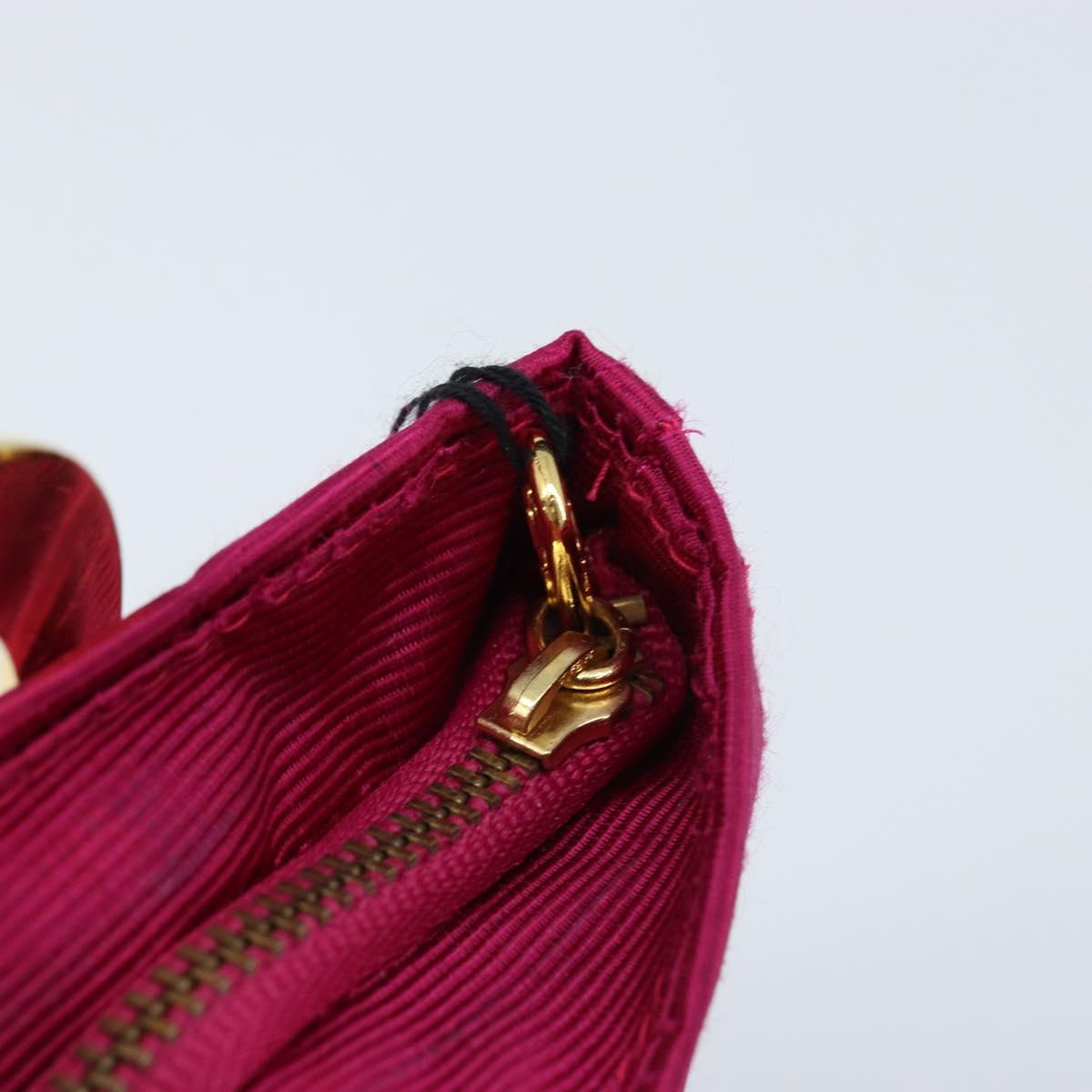 CELINE Circle Pouch Canvas Pink Gold Auth LNZ130