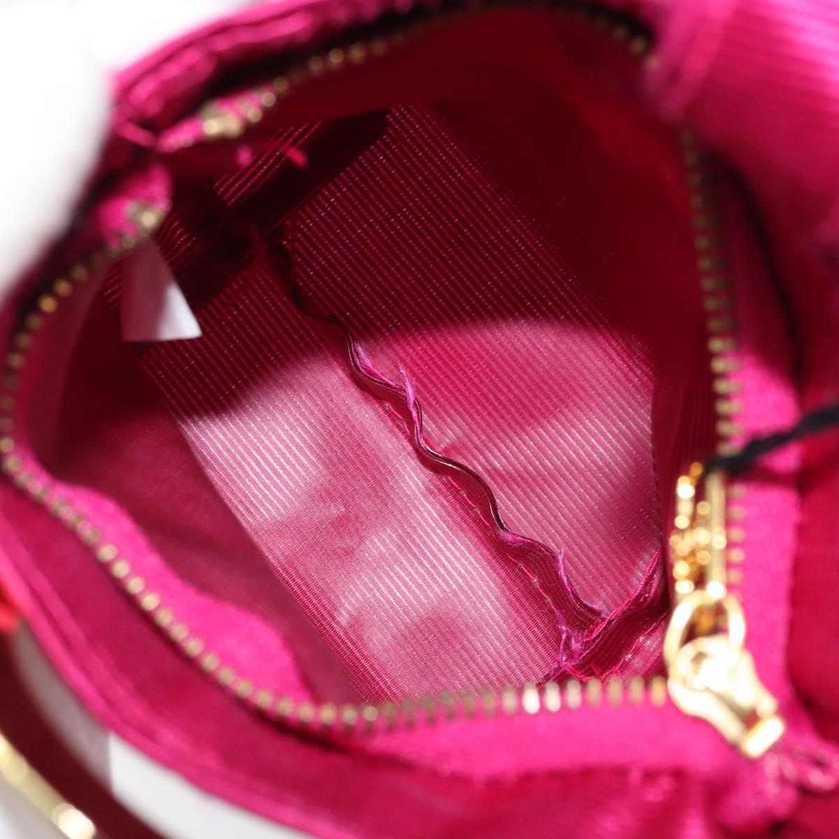 CELINE Circle Pouch Canvas Pink Gold Auth LNZ130