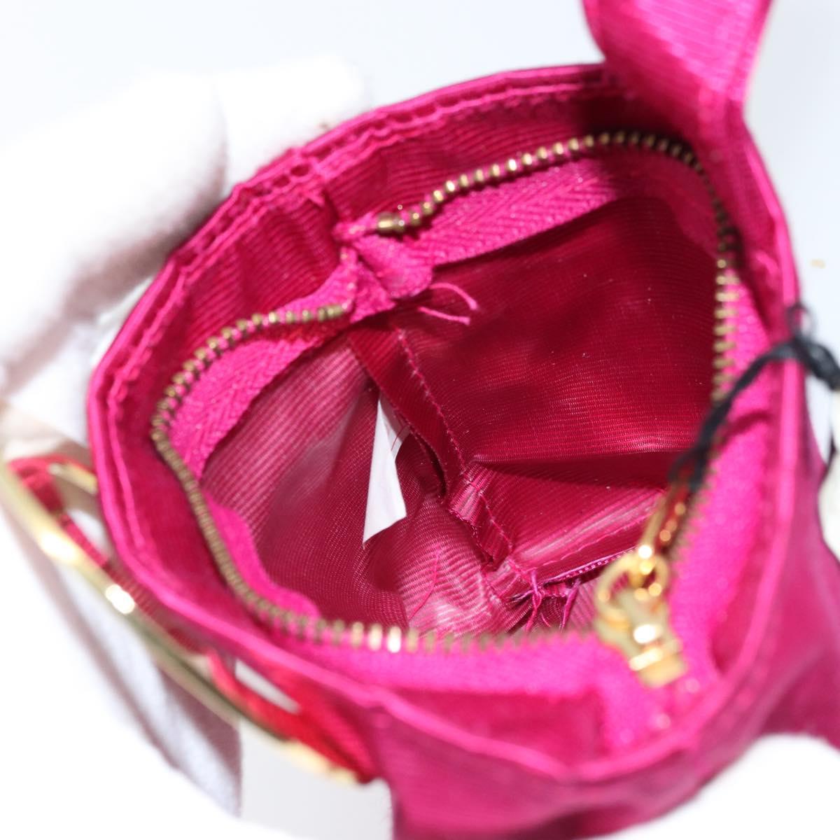 CELINE Circle Pouch Canvas Pink Gold Auth LNZ130