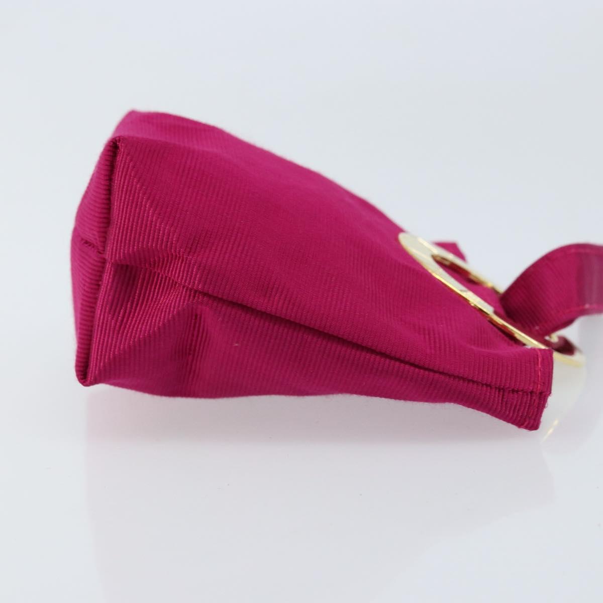 CELINE Circle Pouch Canvas Pink Gold Auth LNZ130