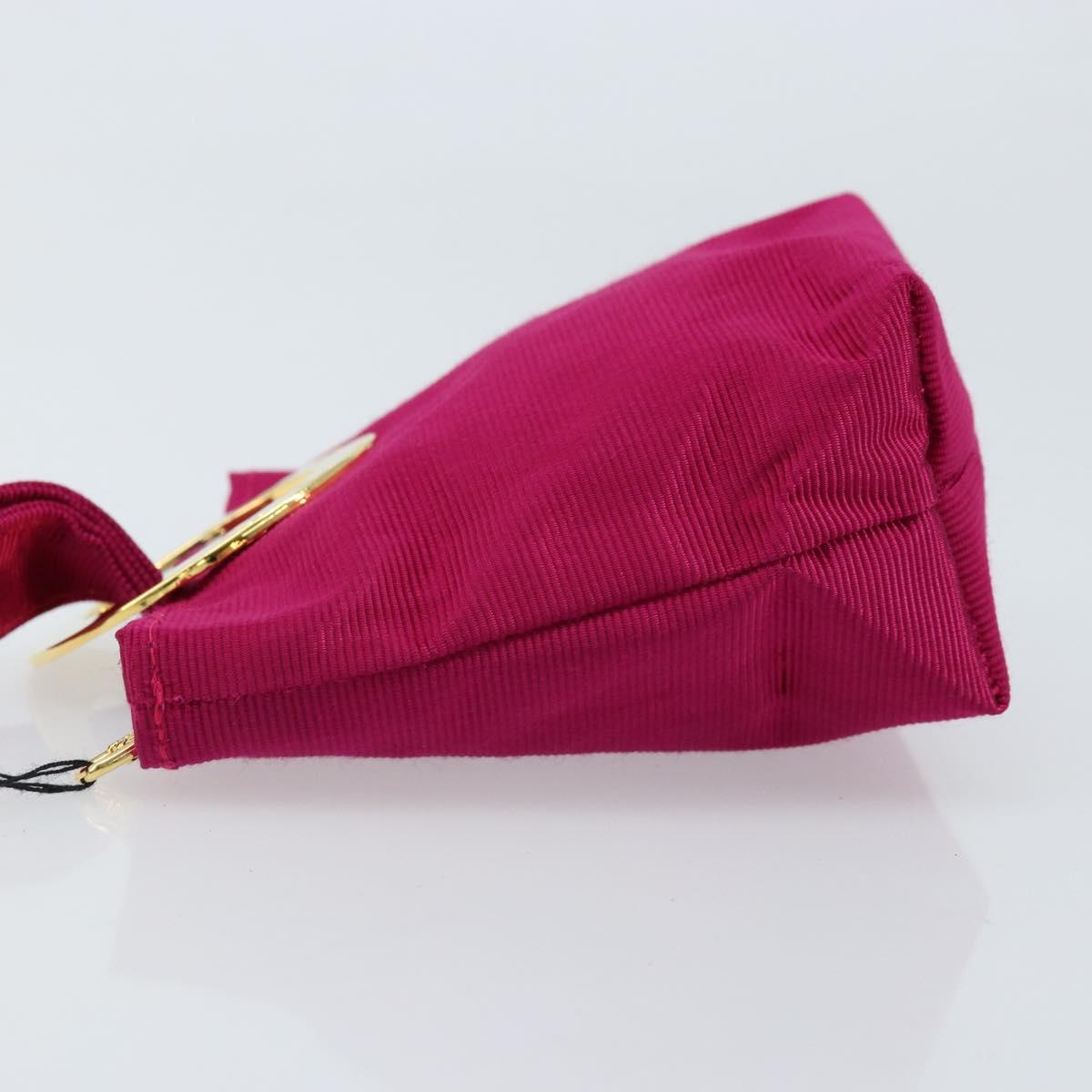 CELINE Circle Pouch Canvas Pink Gold Auth LNZ130