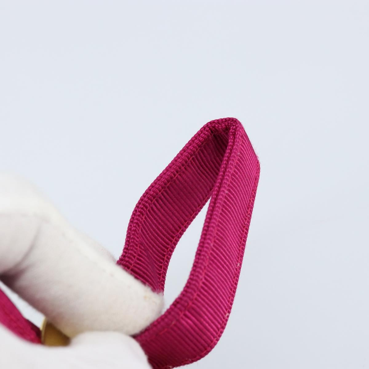 CELINE Circle Pouch Canvas Pink Gold Auth LNZ130