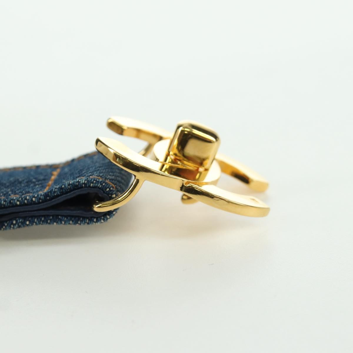 CHANEL COCO Mark Belt Denim 29.9"" Blue CC Auth LNZ132M