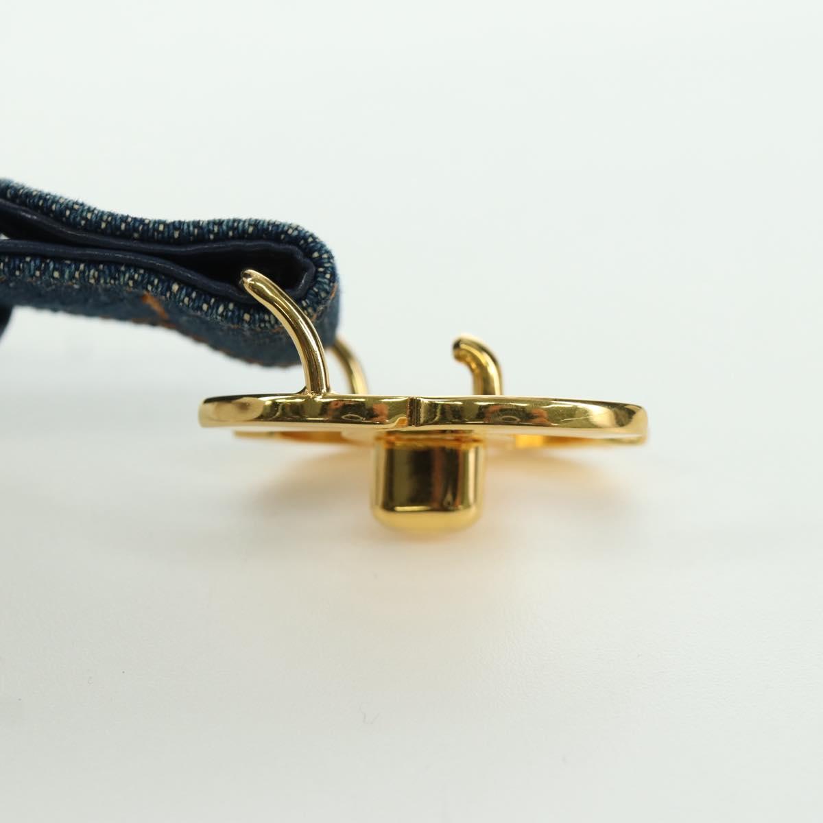 CHANEL COCO Mark Belt Denim 29.9"" Blue CC Auth LNZ132M