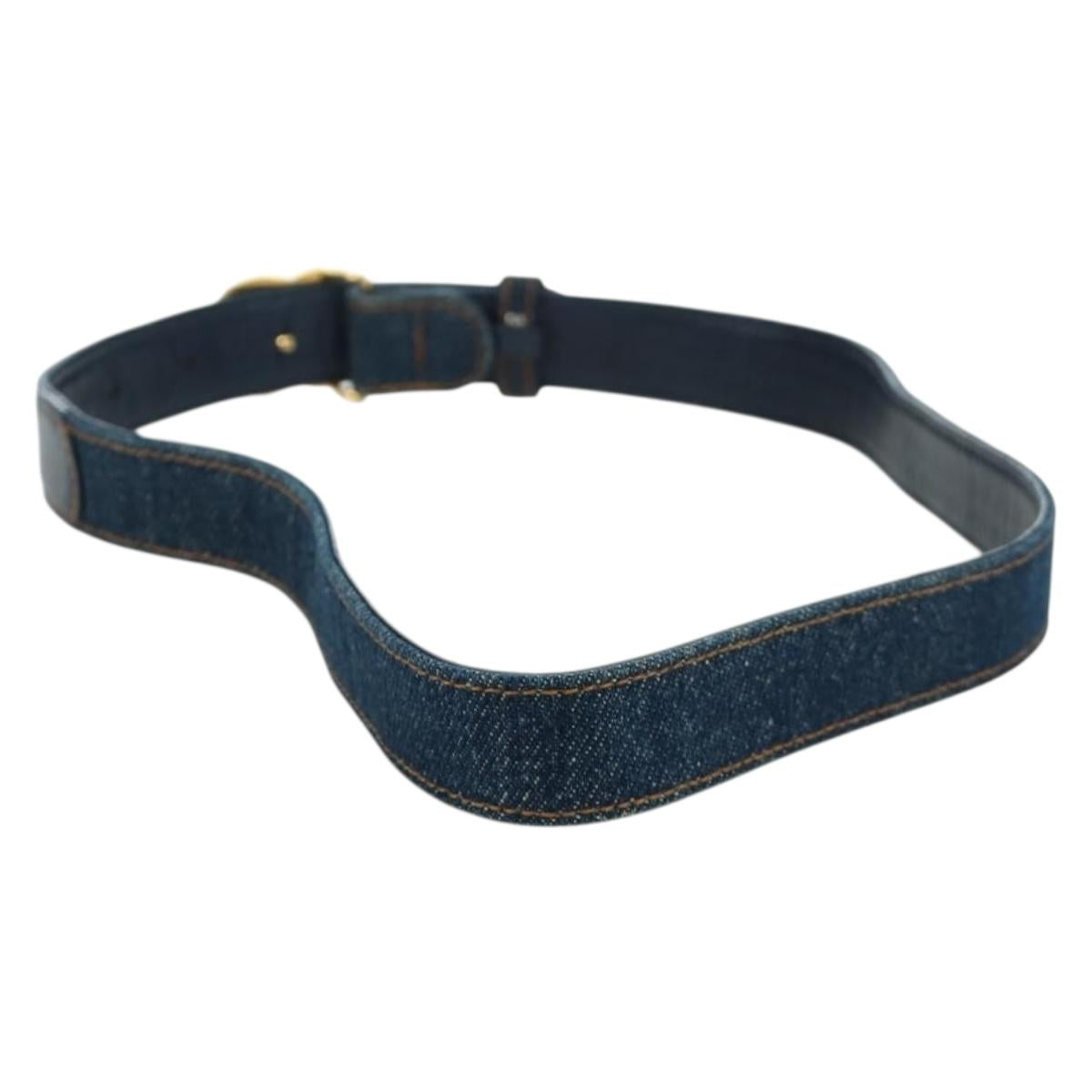 CHANEL COCO Mark Belt Denim 29.9"" Blue CC Auth LNZ132M