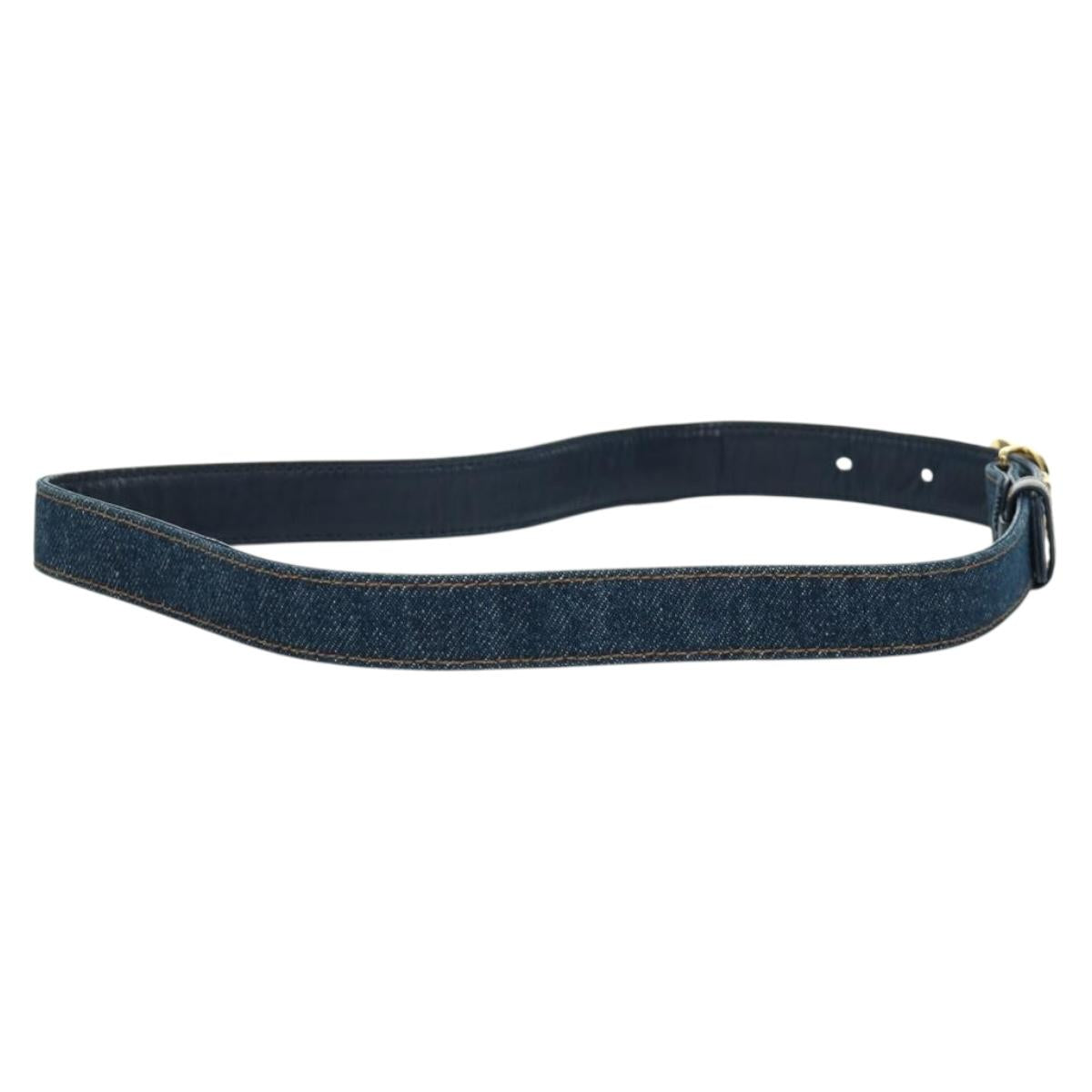 CHANEL COCO Mark Belt Denim 29.9"" Blue CC Auth LNZ132M