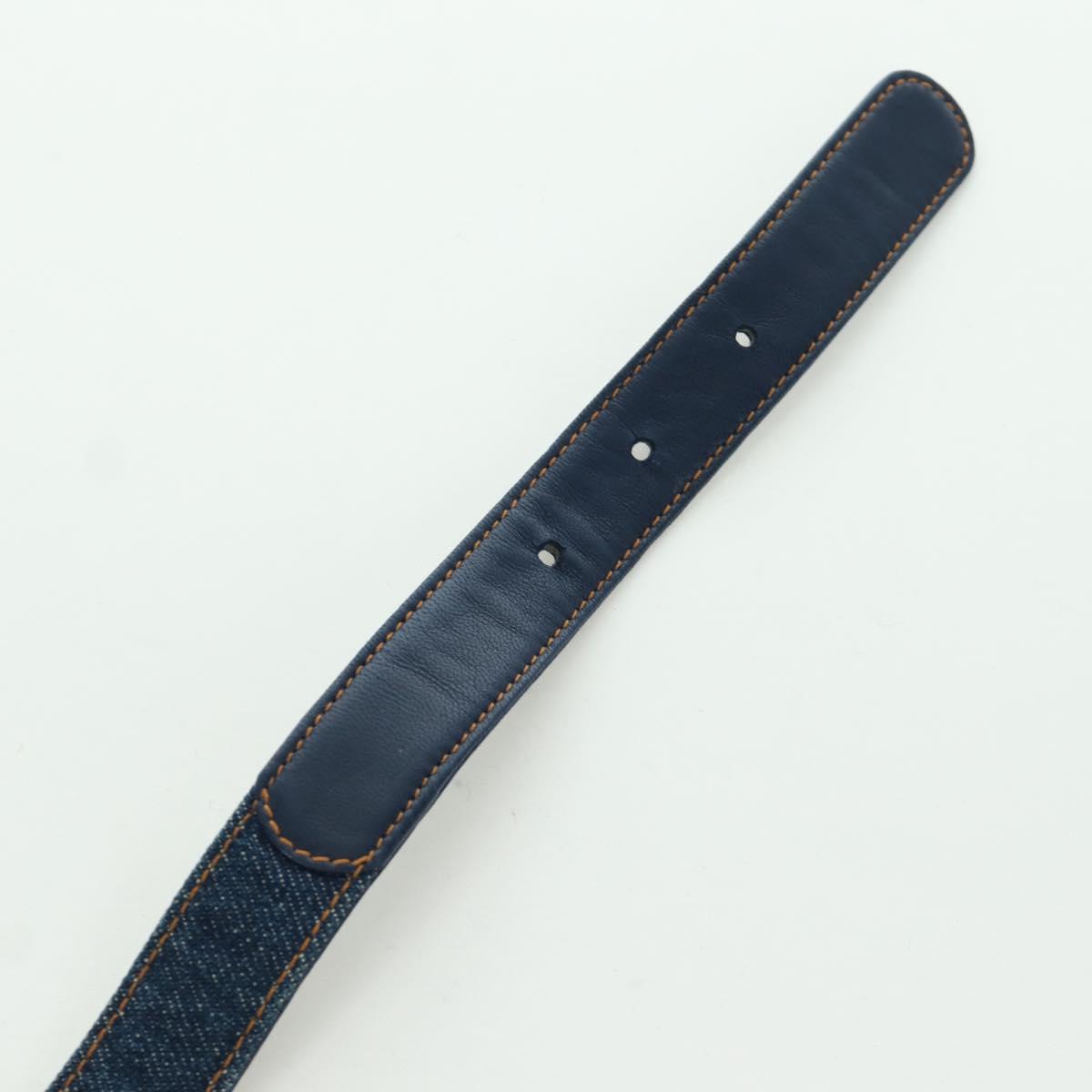 CHANEL COCO Mark Belt Denim 29.9"" Blue CC Auth LNZ132M