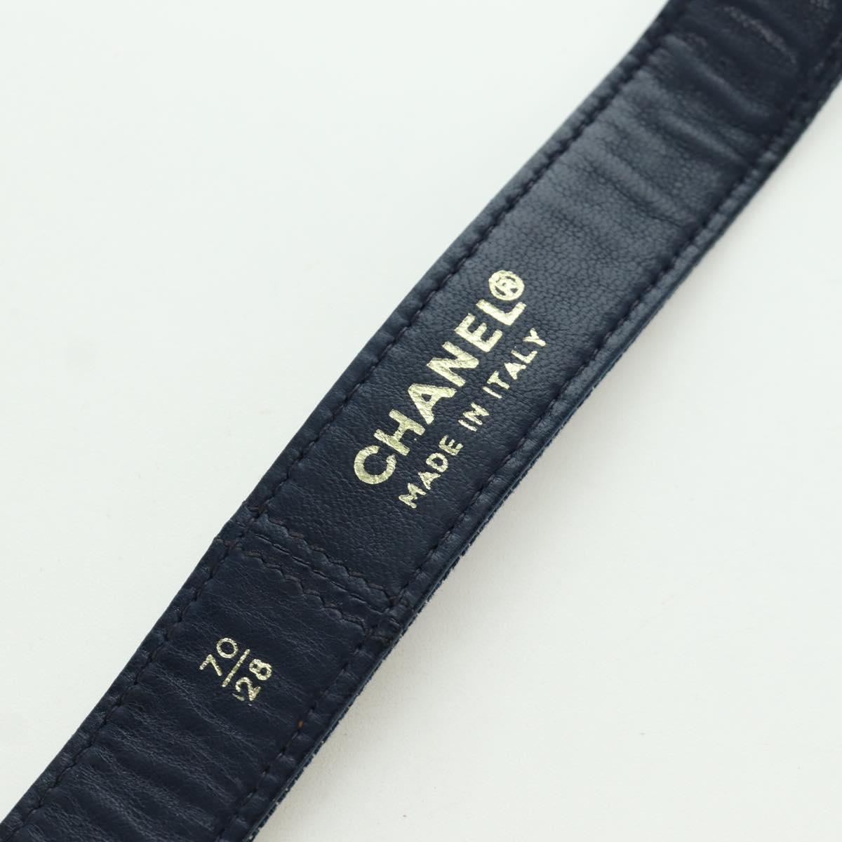 CHANEL COCO Mark Belt Denim 29.9"" Blue CC Auth LNZ132M