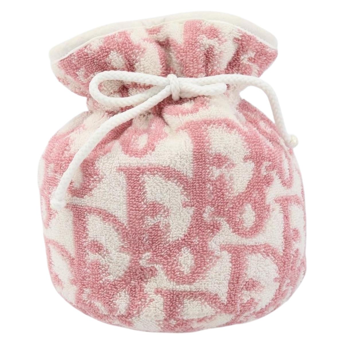 Christian Dior Trotter Canvas Pouch Pile Pink Auth LNZ135