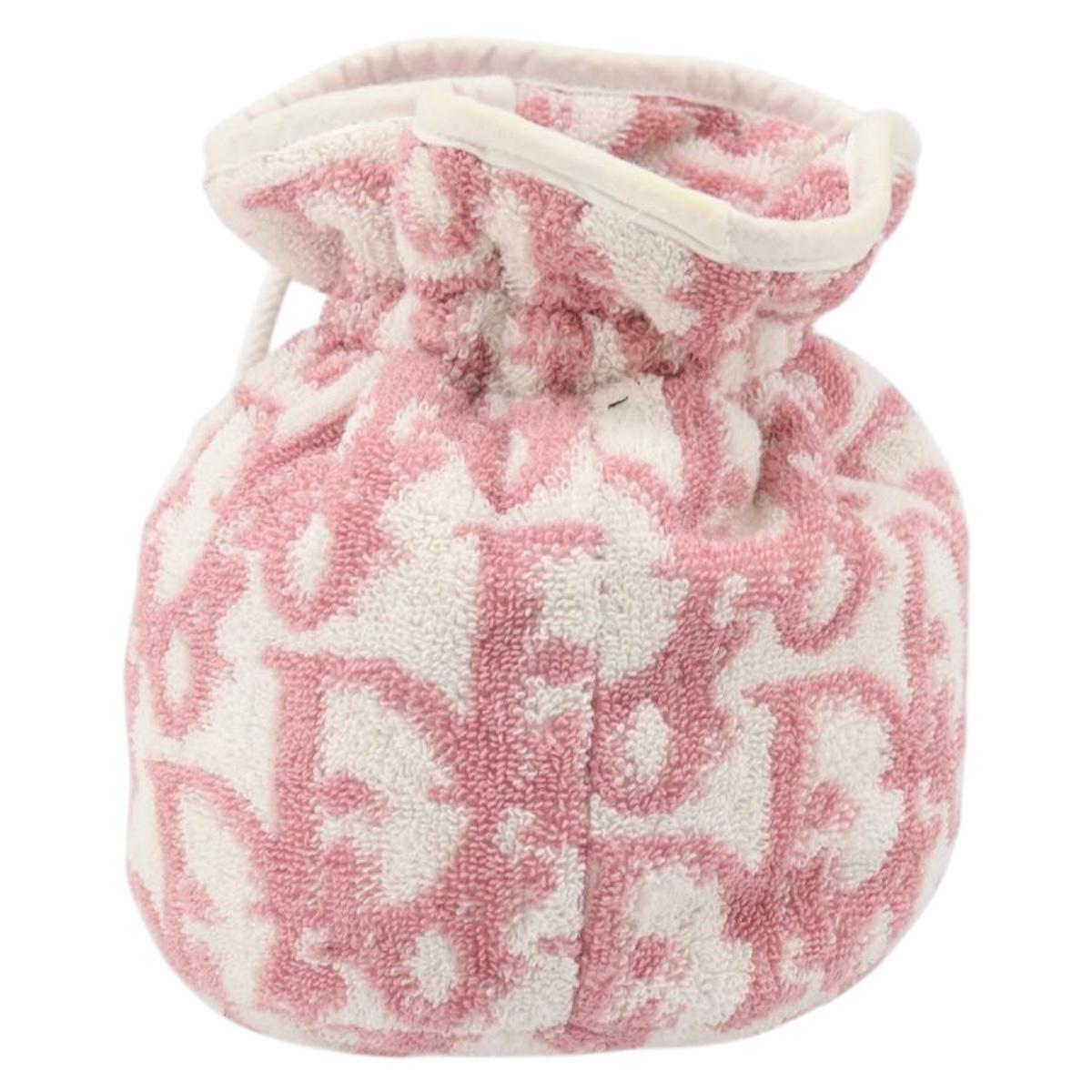 Christian Dior Trotter Canvas Pouch Pile Pink Auth LNZ135