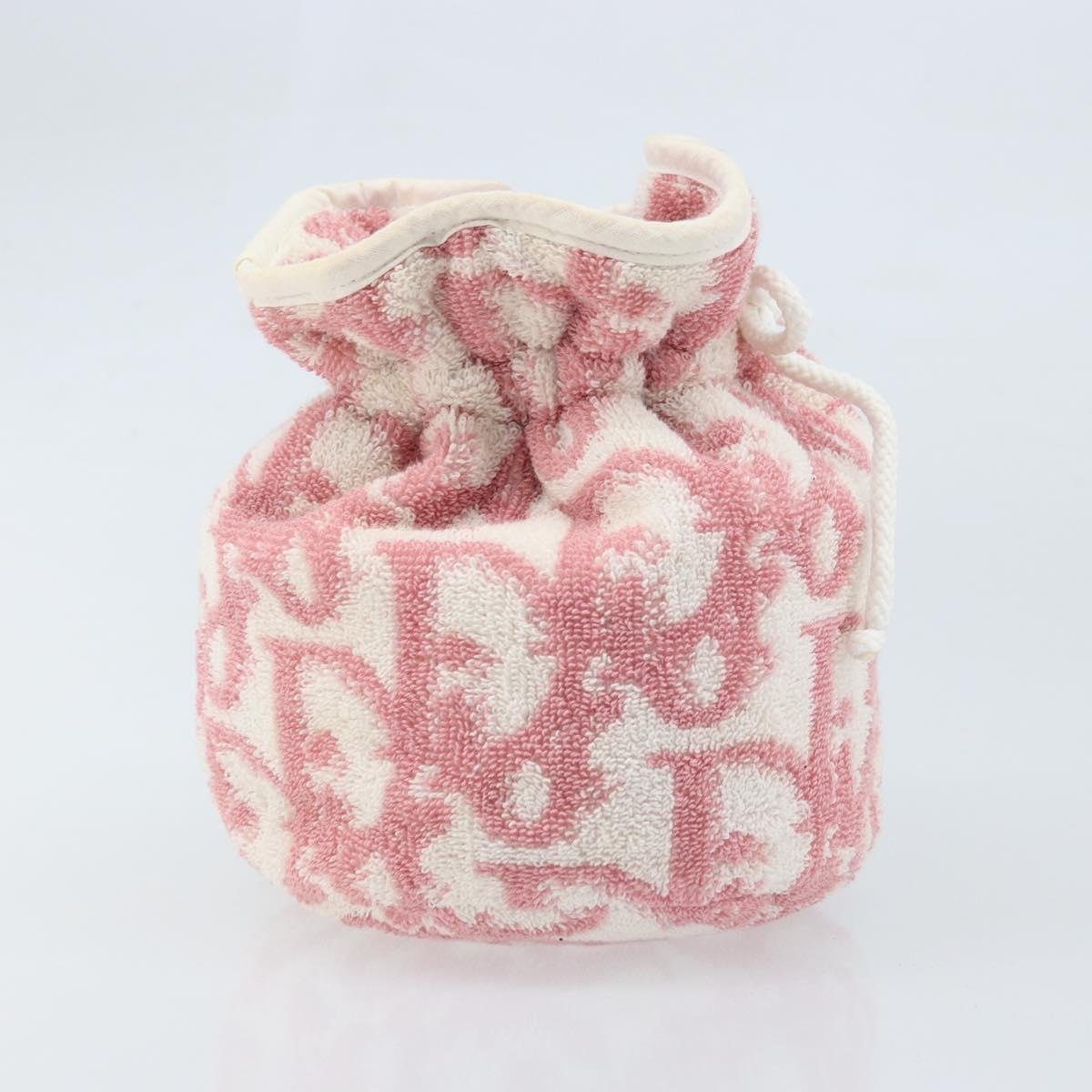 Christian Dior Trotter Canvas Pouch Pile Pink Auth LNZ135