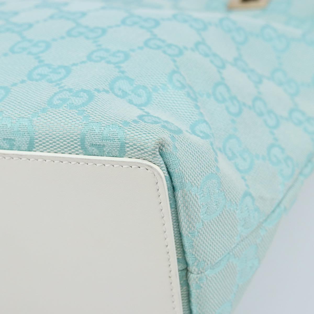 GUCCI GG Canvas Tote Bag Gold Light Blue 002 1099 Auth LNZ138A
