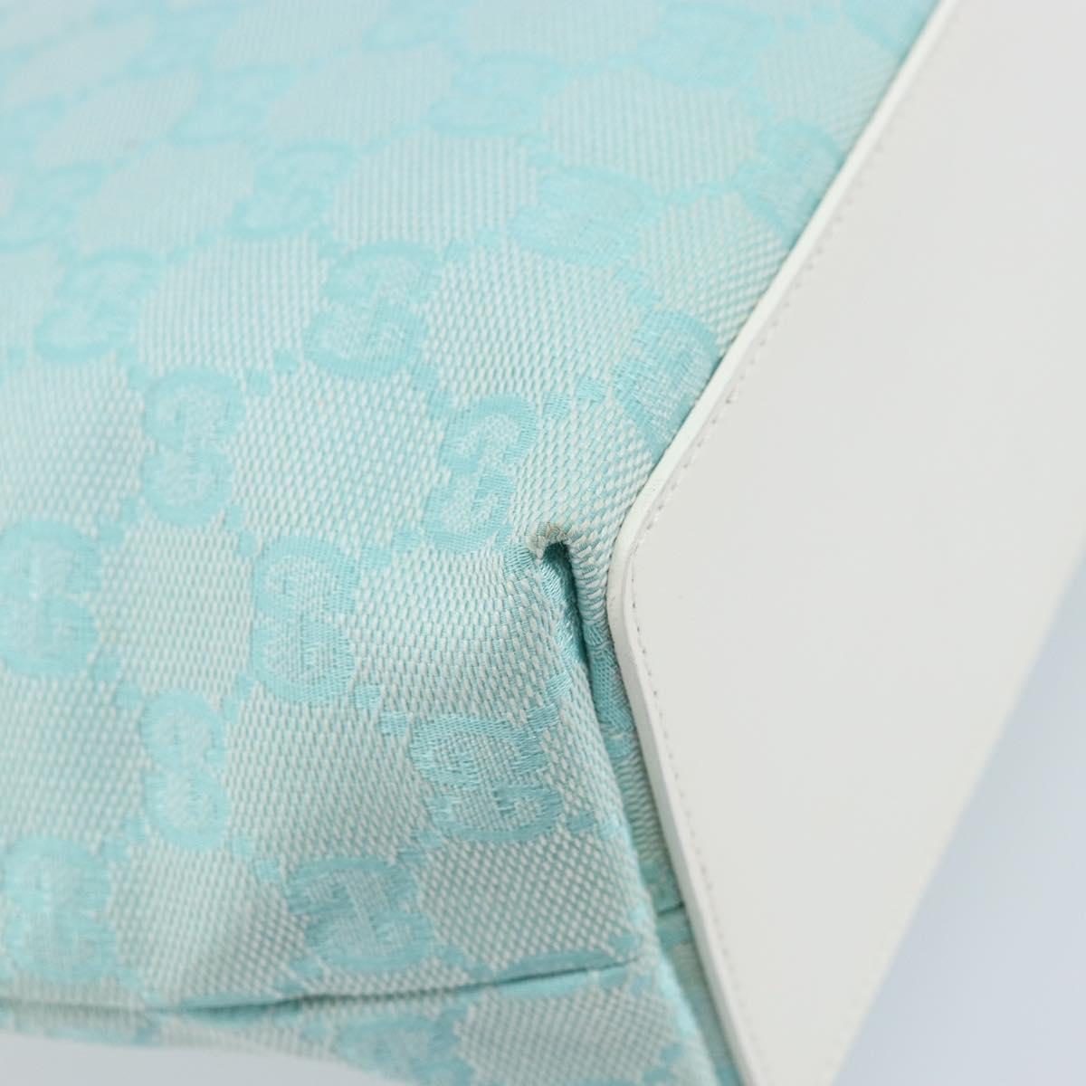 GUCCI GG Canvas Tote Bag Gold Light Blue 002 1099 Auth LNZ138A