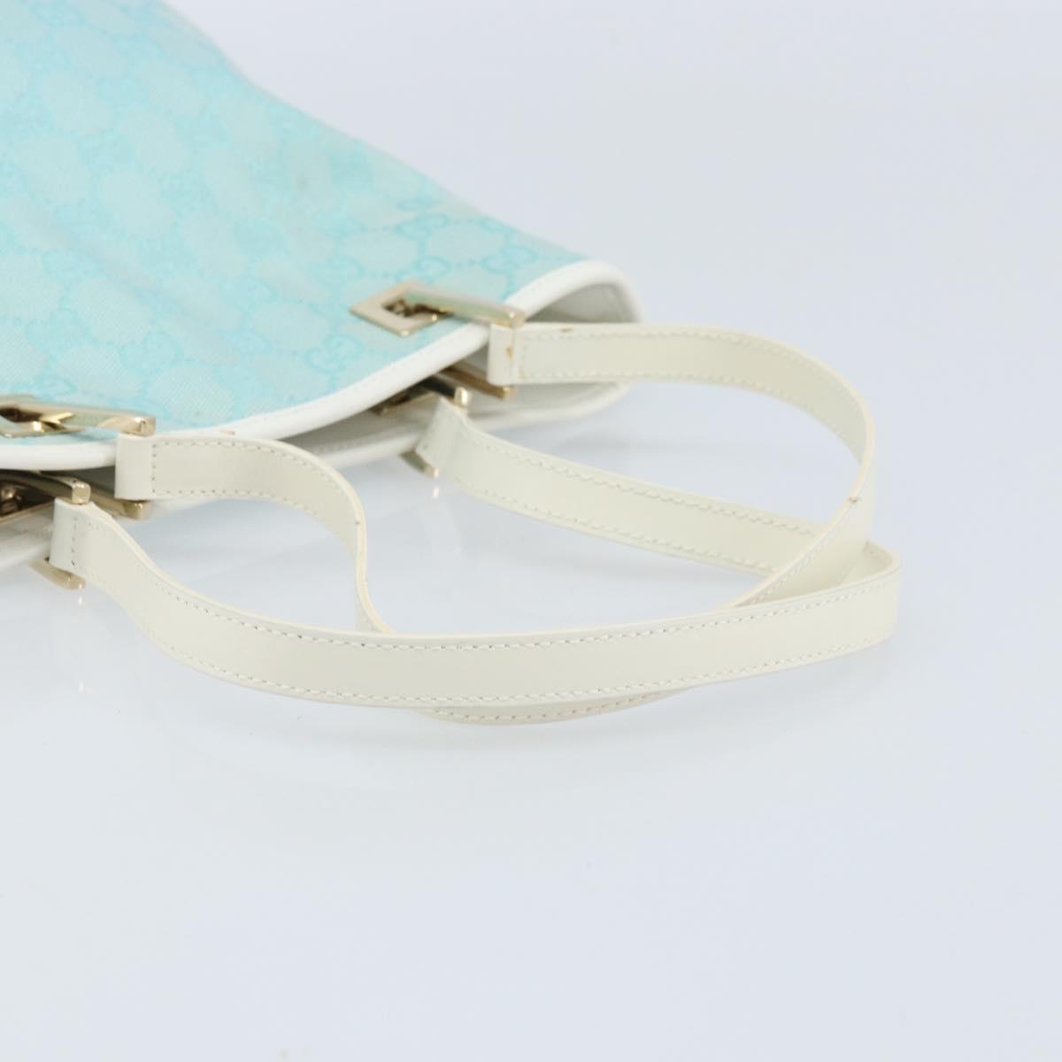 GUCCI GG Canvas Tote Bag Gold Light Blue 002 1099 Auth LNZ138A