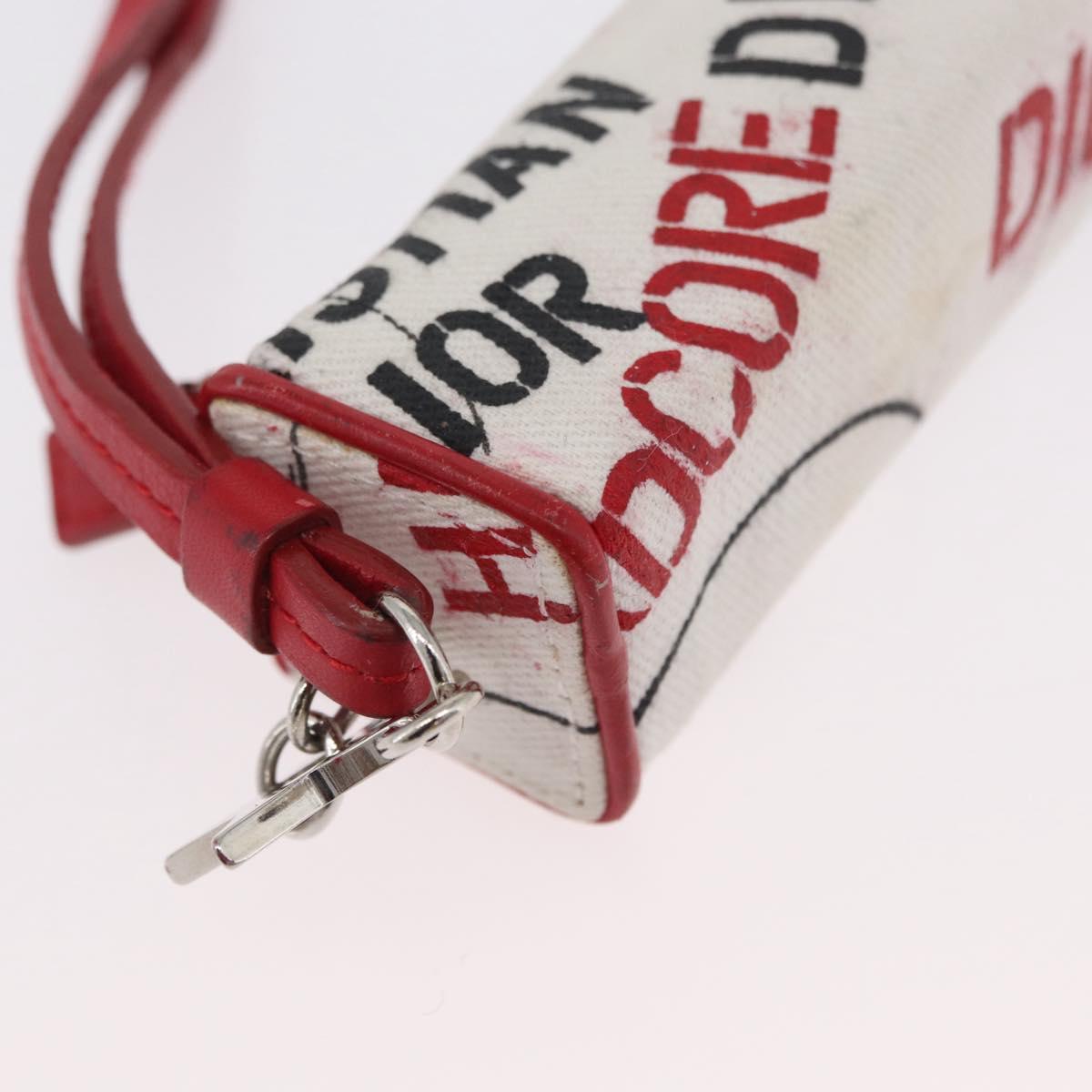 Christian Dior Hardcore Neck Pouch Canvas White Silver Auth LNZ139V