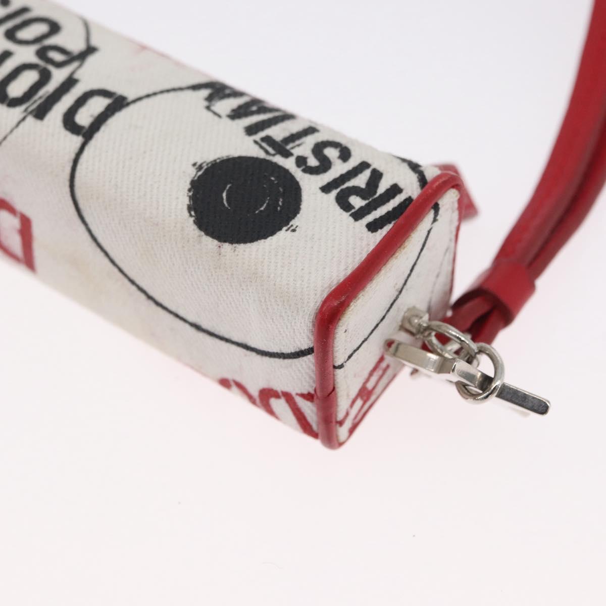 Christian Dior Hardcore Neck Pouch Canvas White Silver Auth LNZ139V