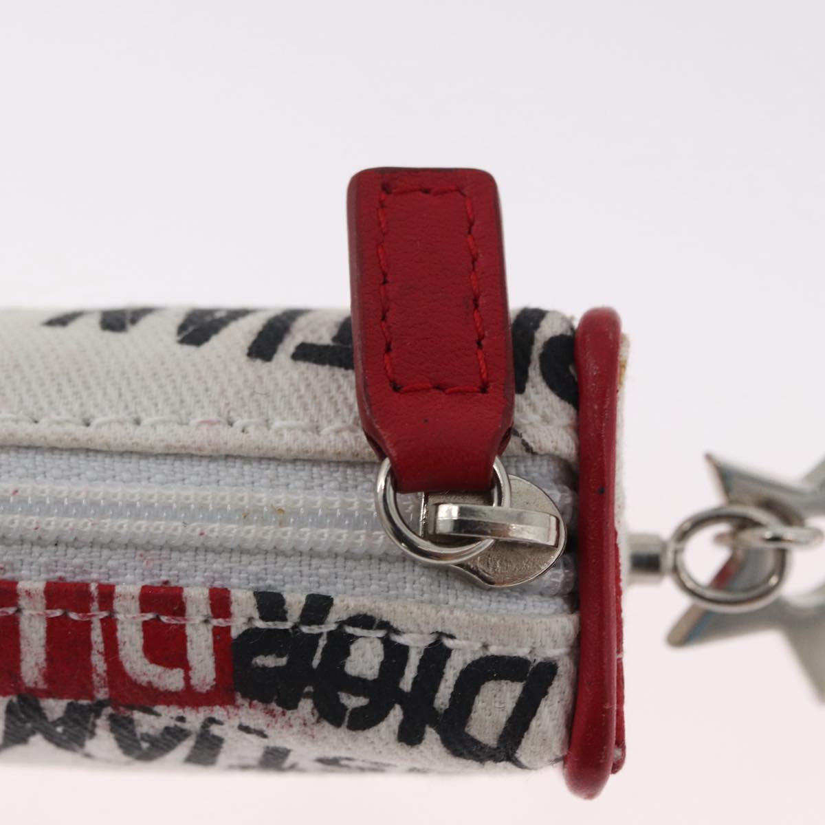 Christian Dior Hardcore Neck Pouch Canvas White Silver Auth LNZ139V