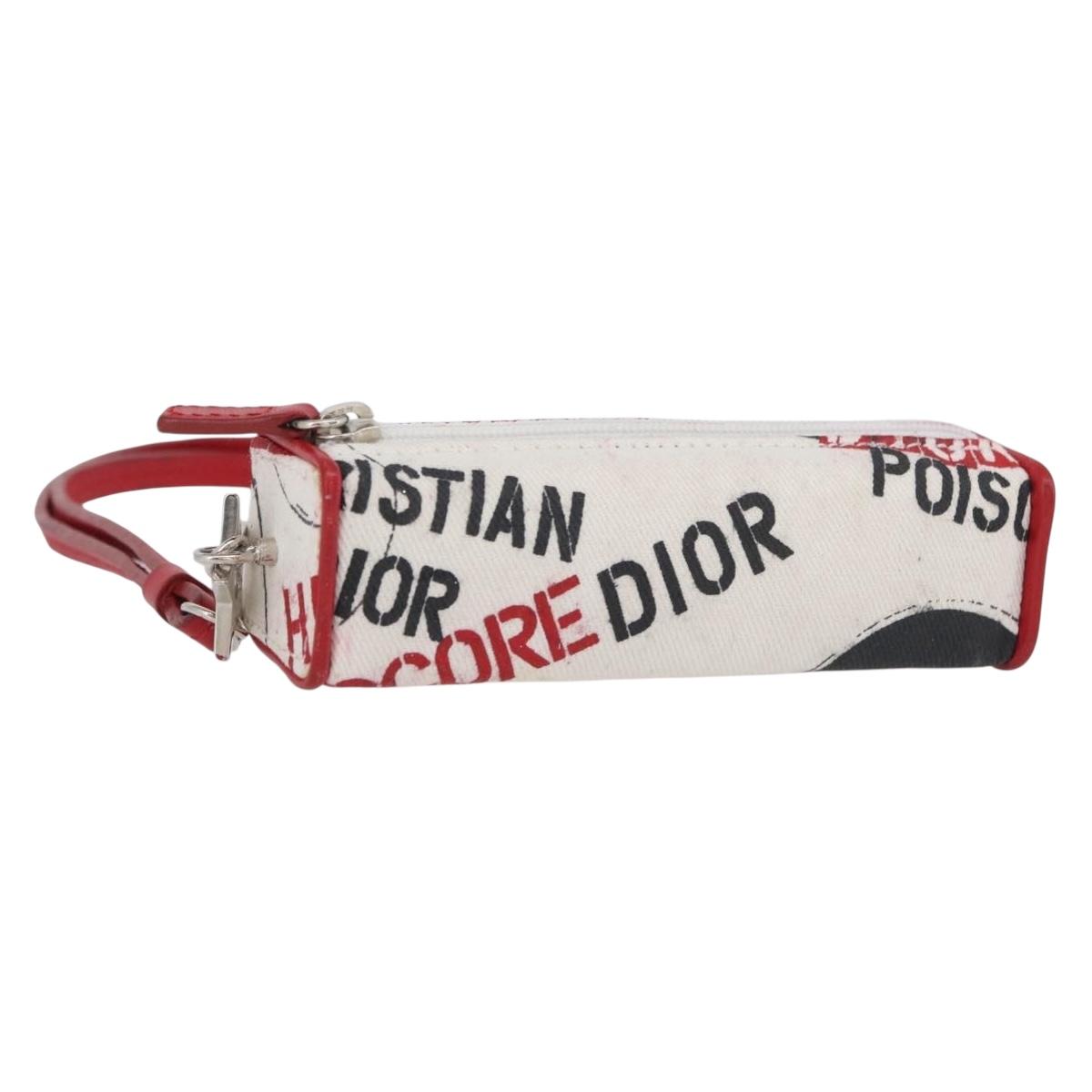 Christian Dior Hardcore Neck Pouch Canvas White Silver Auth LNZ139V