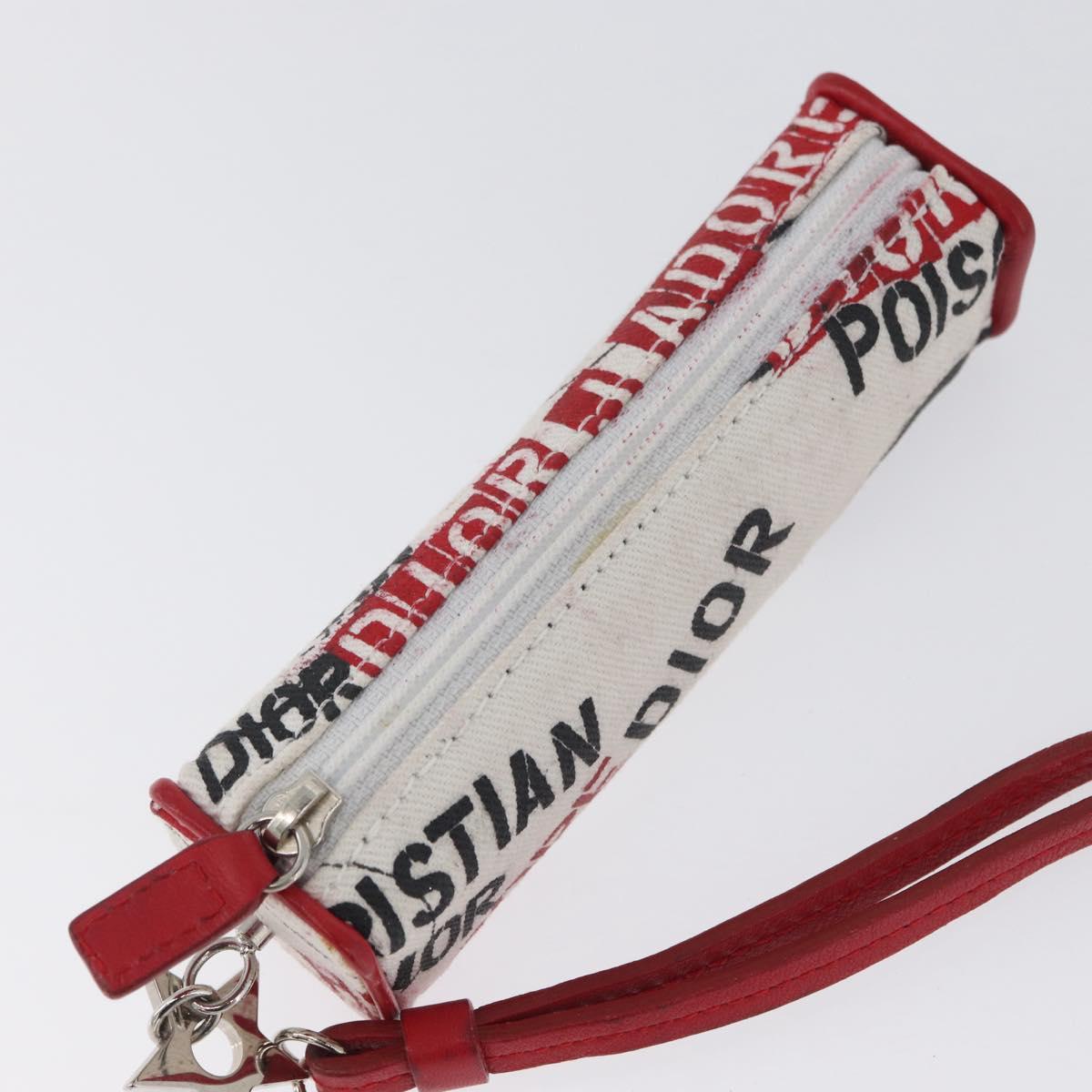 Christian Dior Hardcore Neck Pouch Canvas White Silver Auth LNZ139V