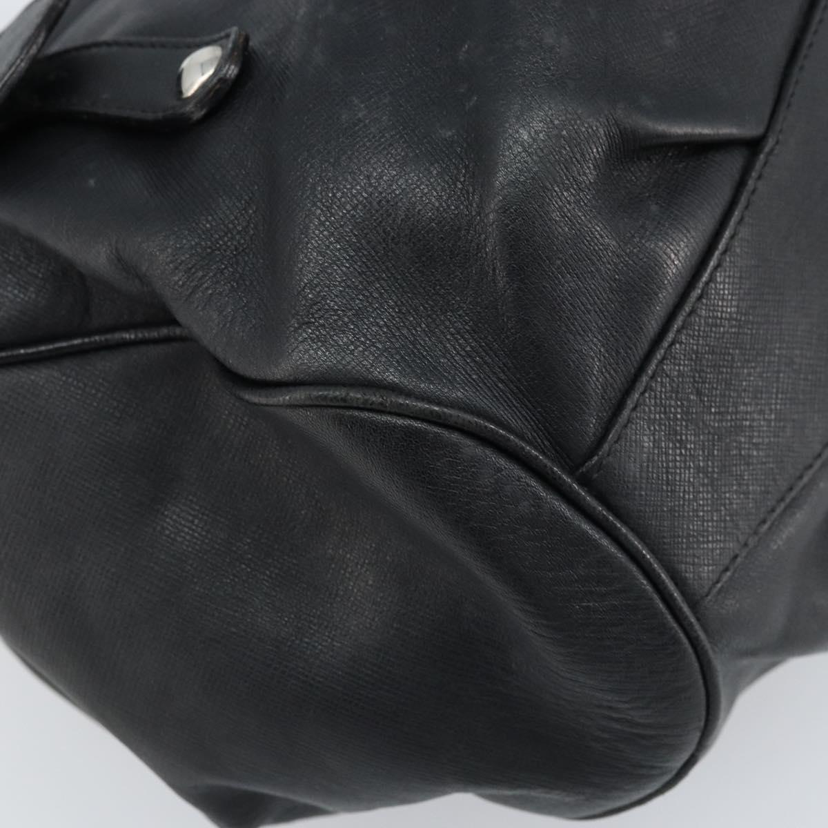 Salvatore Ferragamo Gancini Hand Bag Leather Black Silver Auth LNZ140