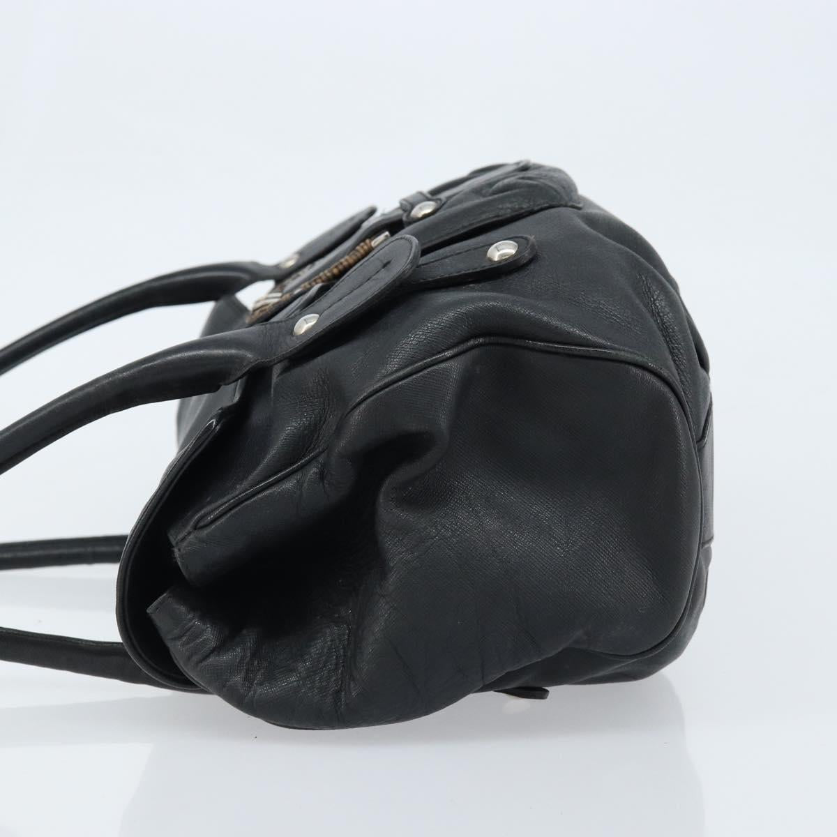 Salvatore Ferragamo Gancini Hand Bag Leather Black Silver Auth LNZ140