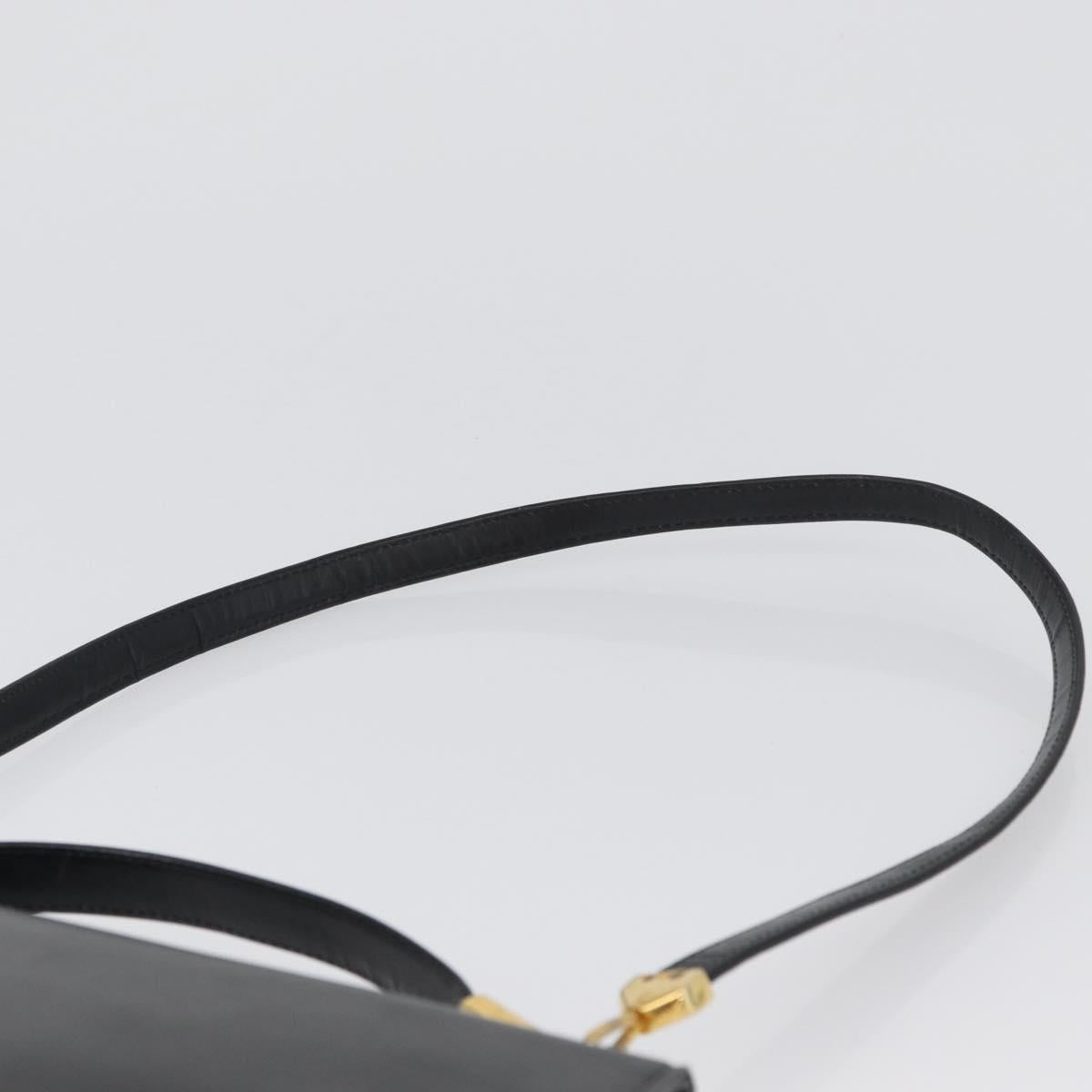 Christian Dior Shoulder Bag Calf Skin Black Gold Auth LNZ141