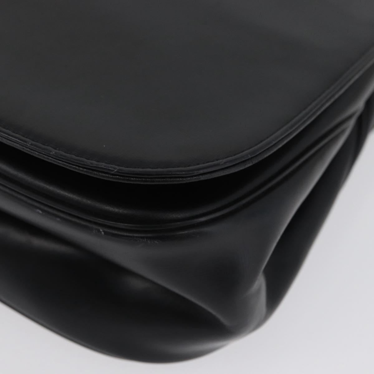 Christian Dior Shoulder Bag Calf Skin Black Gold Auth LNZ141