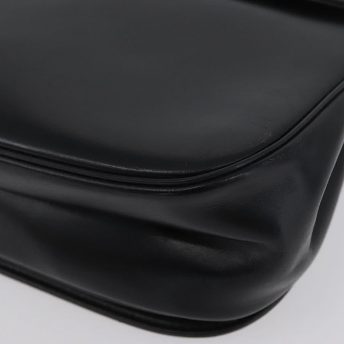 Christian Dior Shoulder Bag Calf Skin Black Gold Auth LNZ141