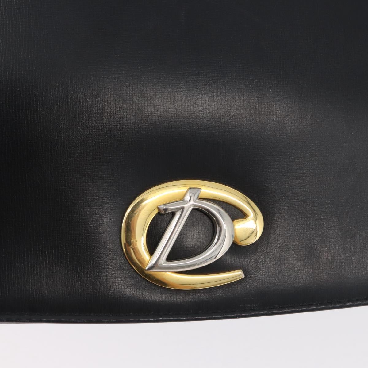 Christian Dior Shoulder Bag Calf Skin Black Gold Auth LNZ141