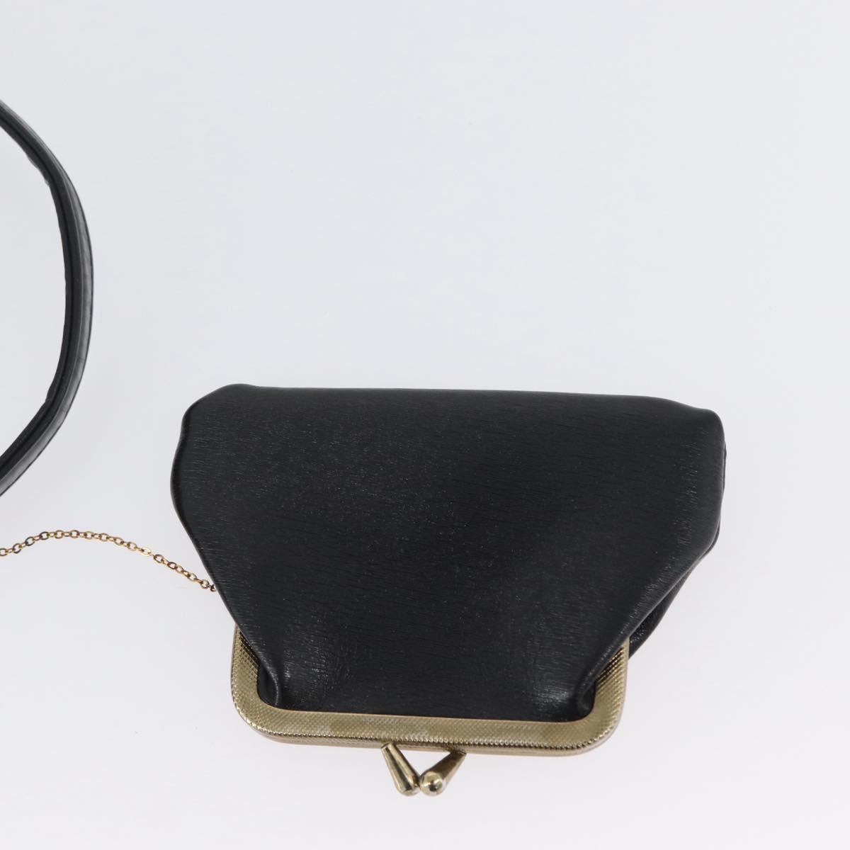 Christian Dior Shoulder Bag Calf Skin Black Gold Auth LNZ141