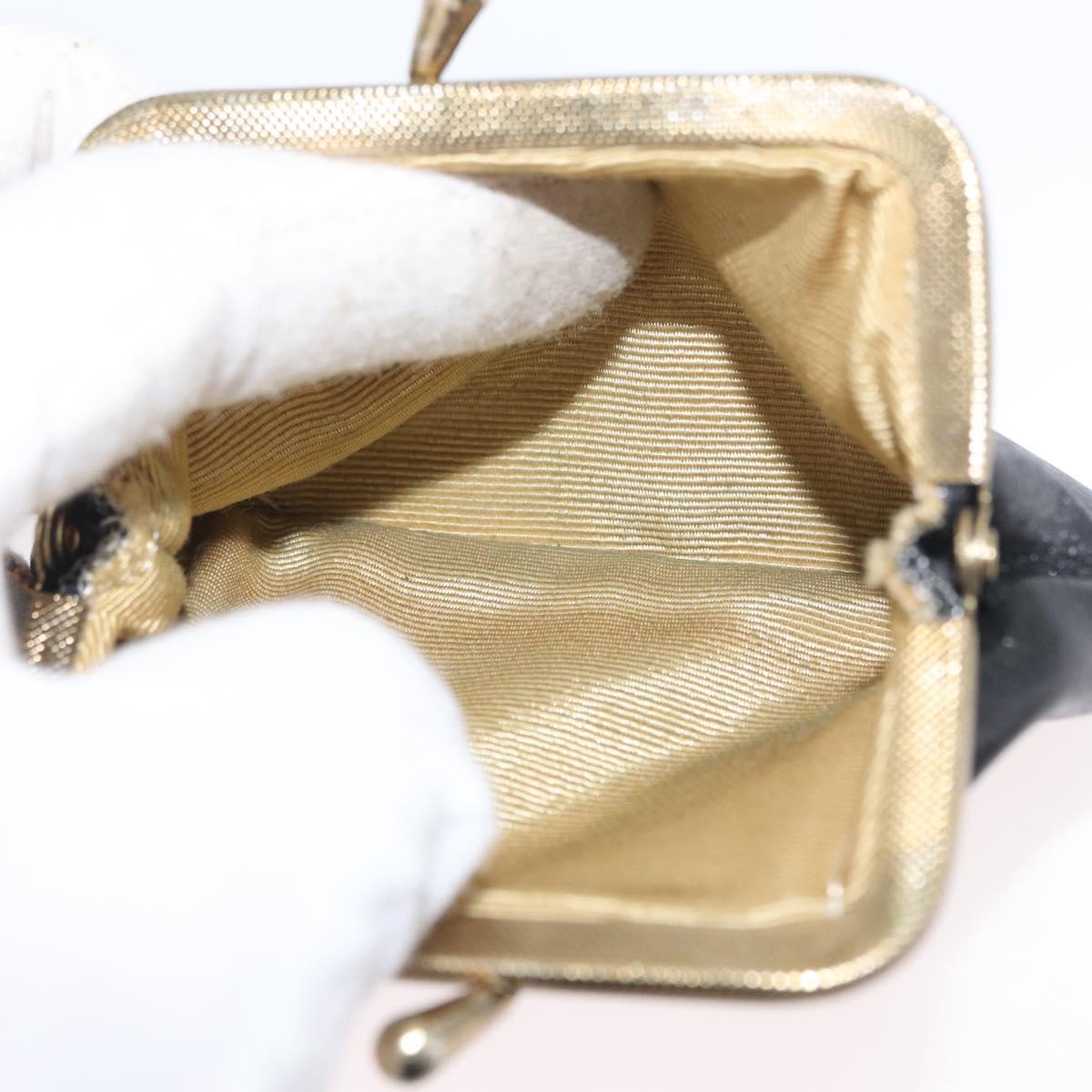 Christian Dior Shoulder Bag Calf Skin Black Gold Auth LNZ141