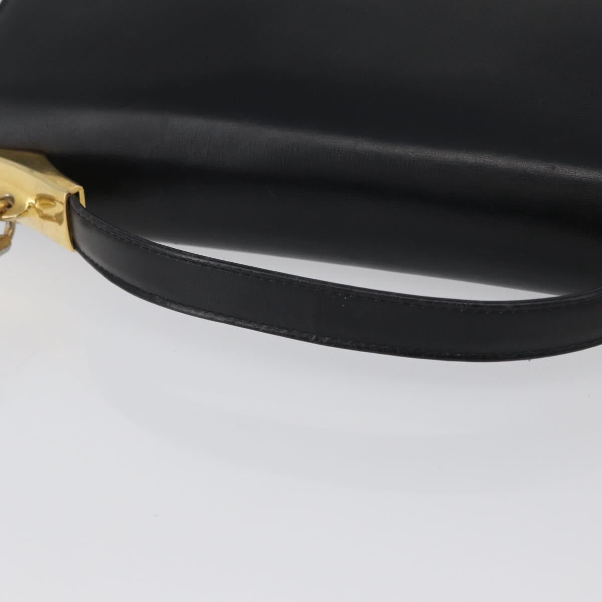Christian Dior Shoulder Bag Calf Skin Black Gold Auth LNZ141