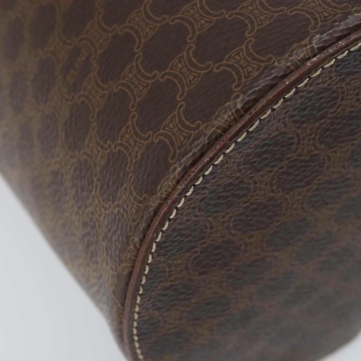 CELINE Macadam Canvas Shoulder Bag PVC Leather Brown Gold Auth LNZ142A