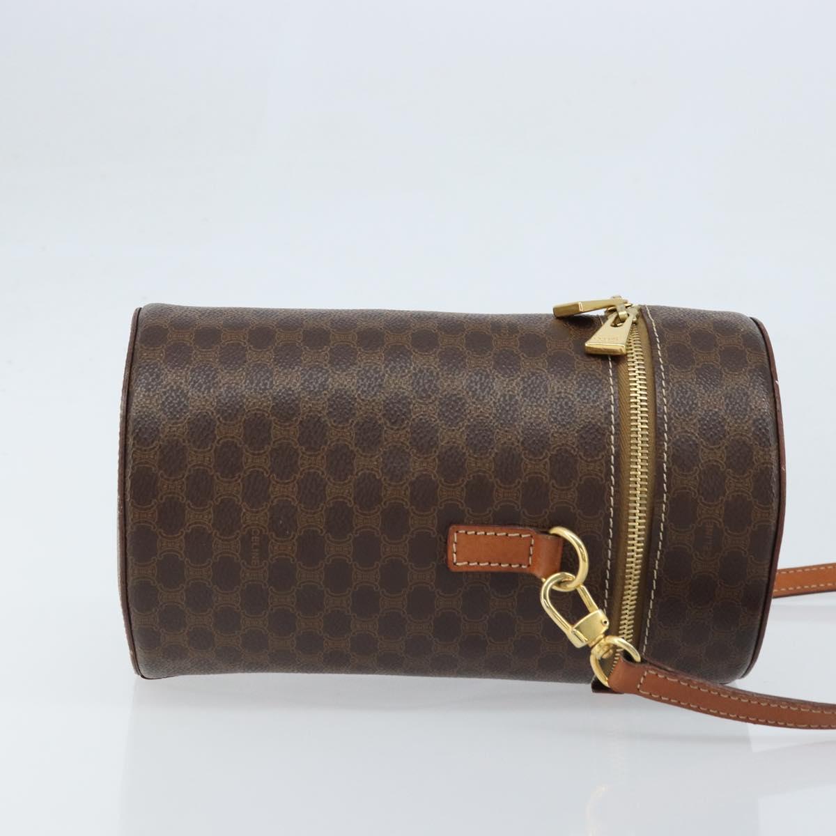 CELINE Macadam Canvas Shoulder Bag PVC Leather Brown Gold Auth LNZ142A