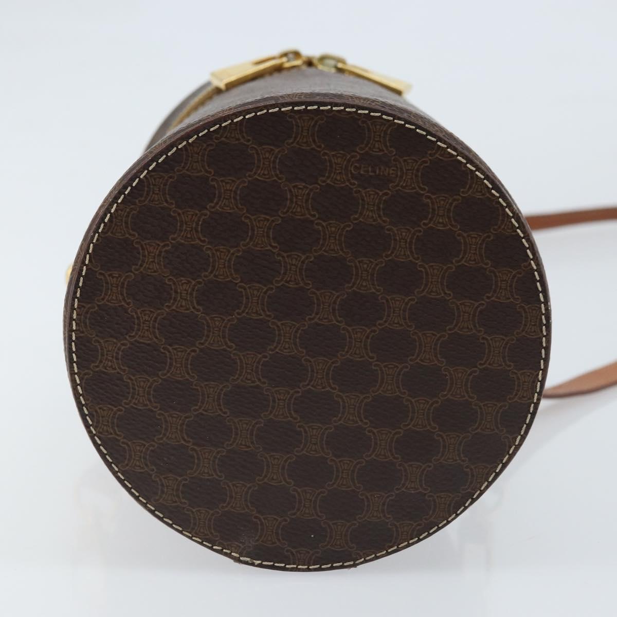 CELINE Macadam Canvas Shoulder Bag PVC Leather Brown Gold Auth LNZ142A