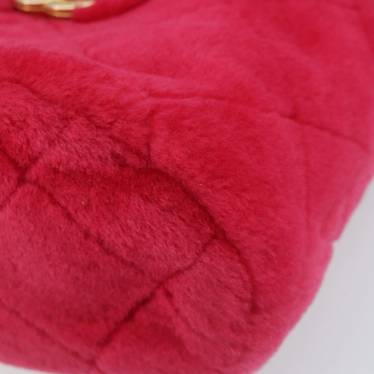 CHANEL Matelasse Chain Shoulder Bag fur Pink Gold CC Auth LNZ158SM